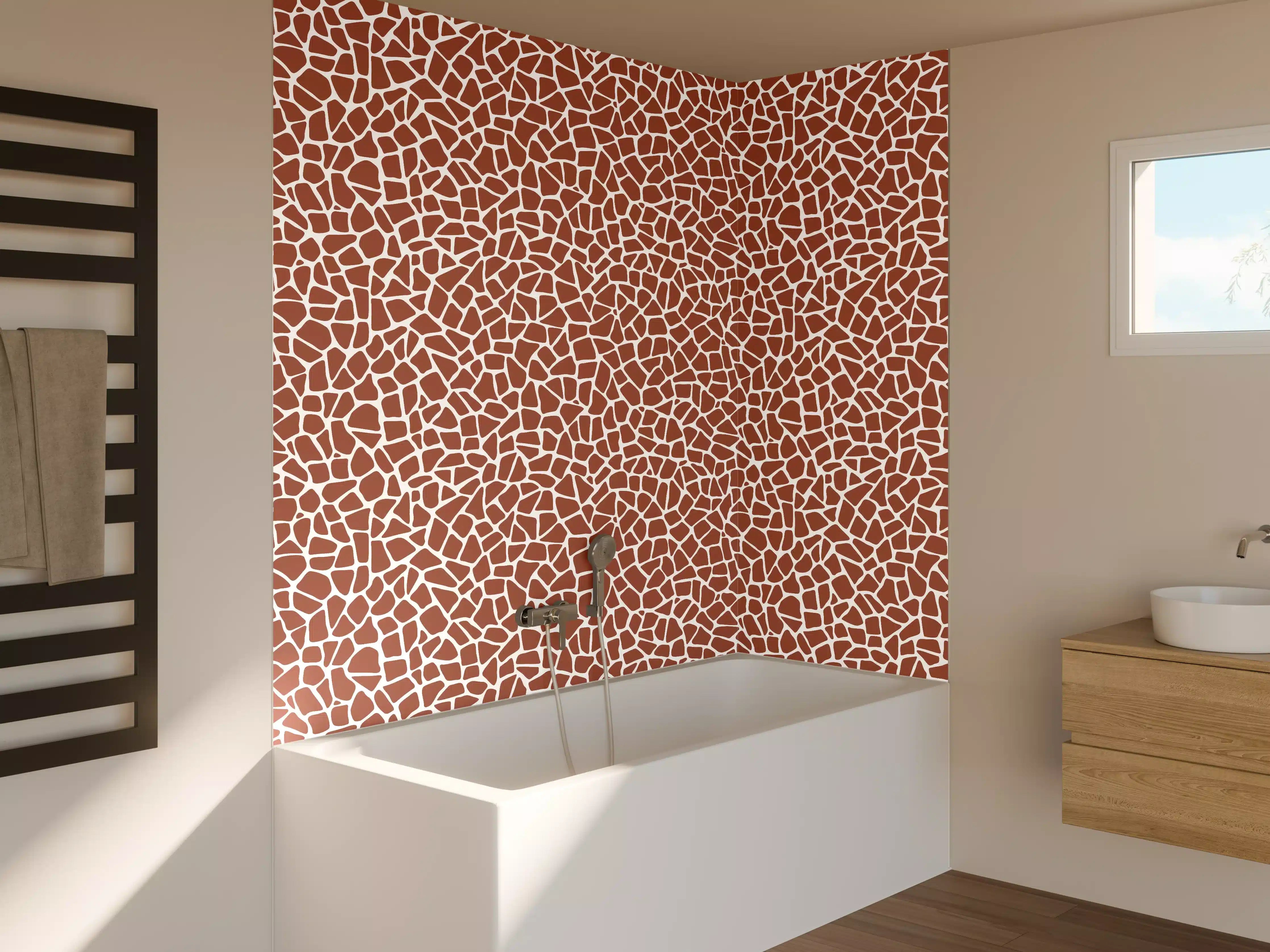 Badewannen-Rückwand - Grauschimmer Mosaik-Design