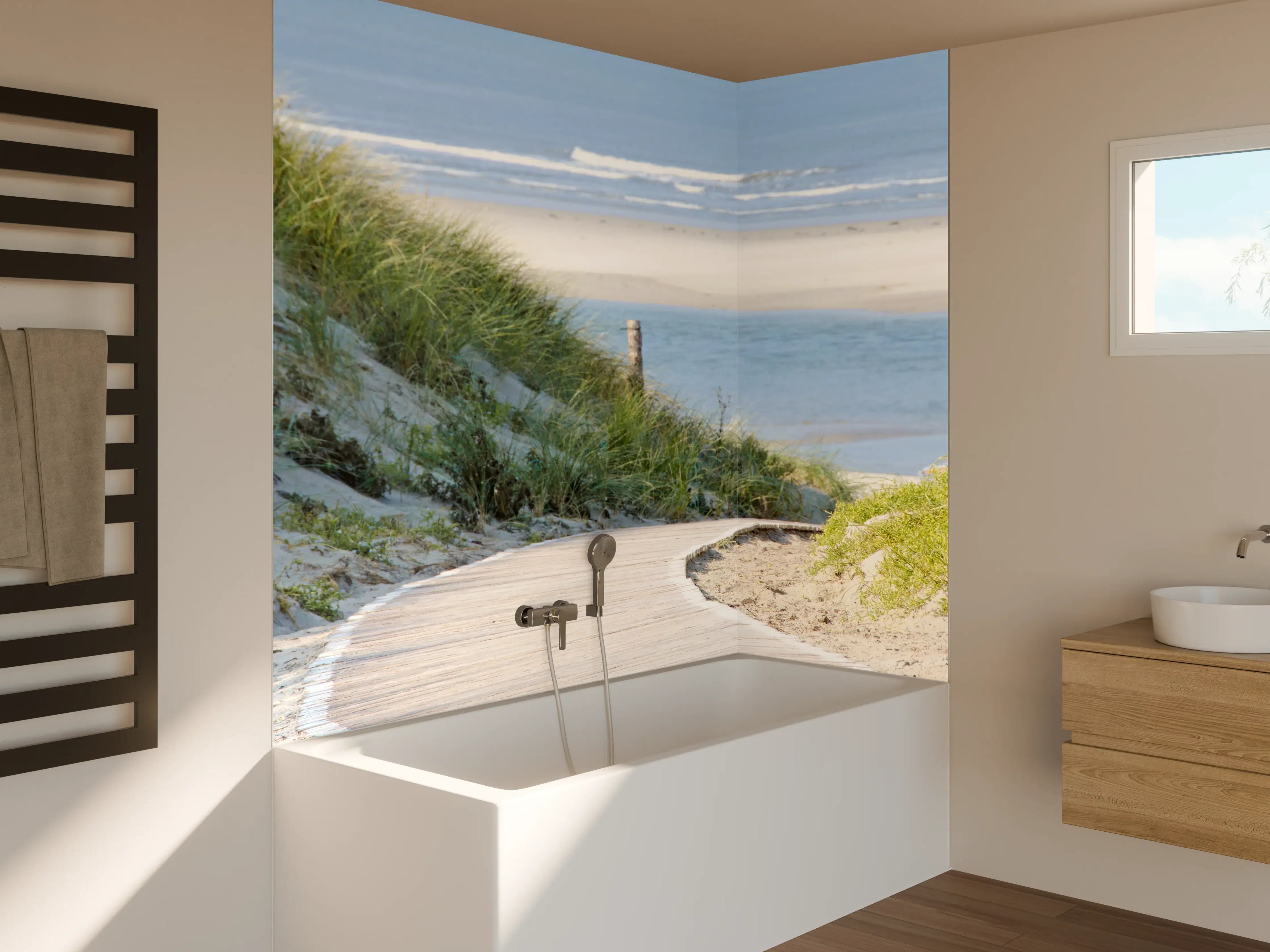 Badewannen-Rückwand - Grauwe Düne am Meer