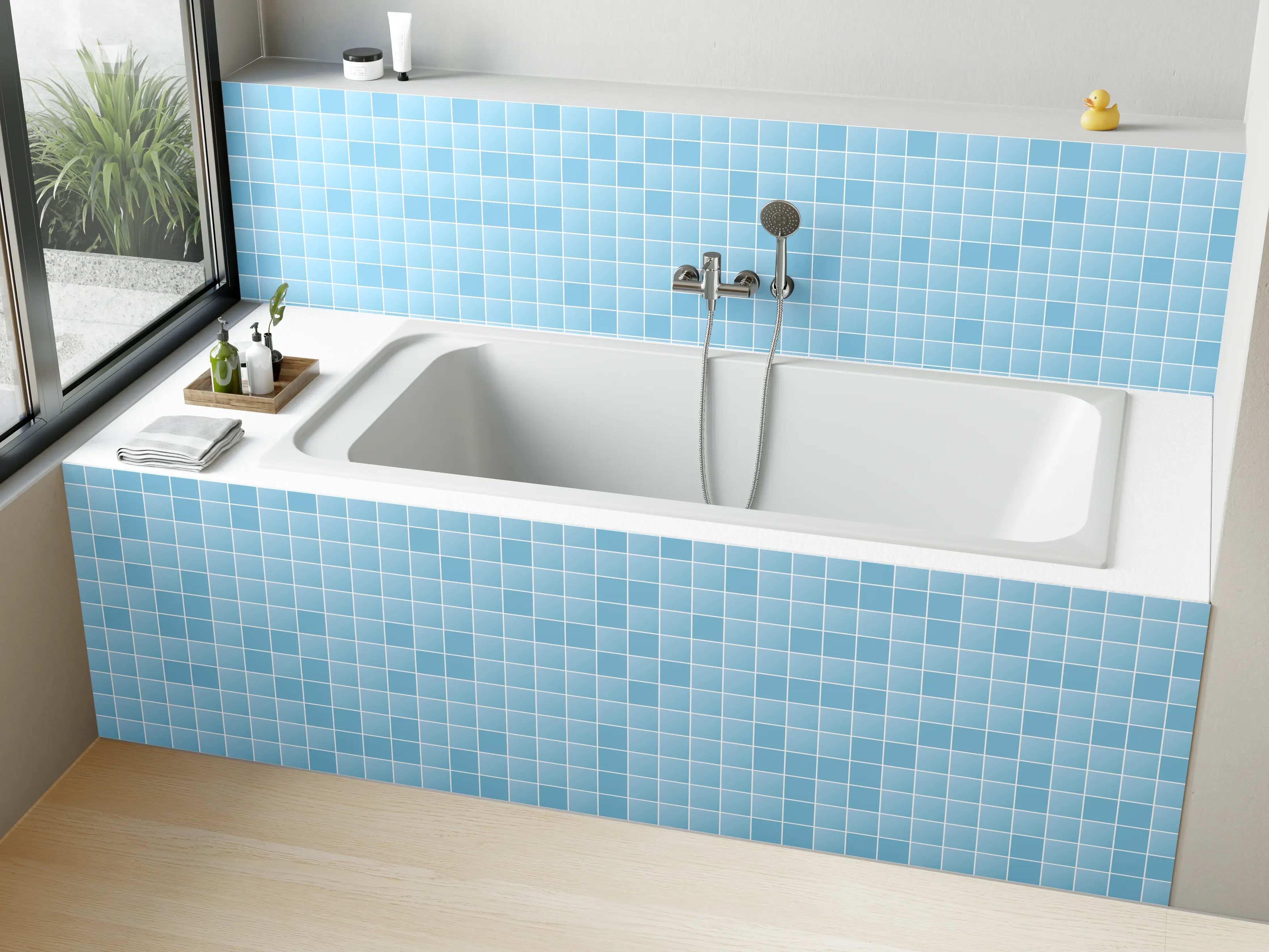 Badewannen-Rückwand - Grauweißes Himmel-Mosaik