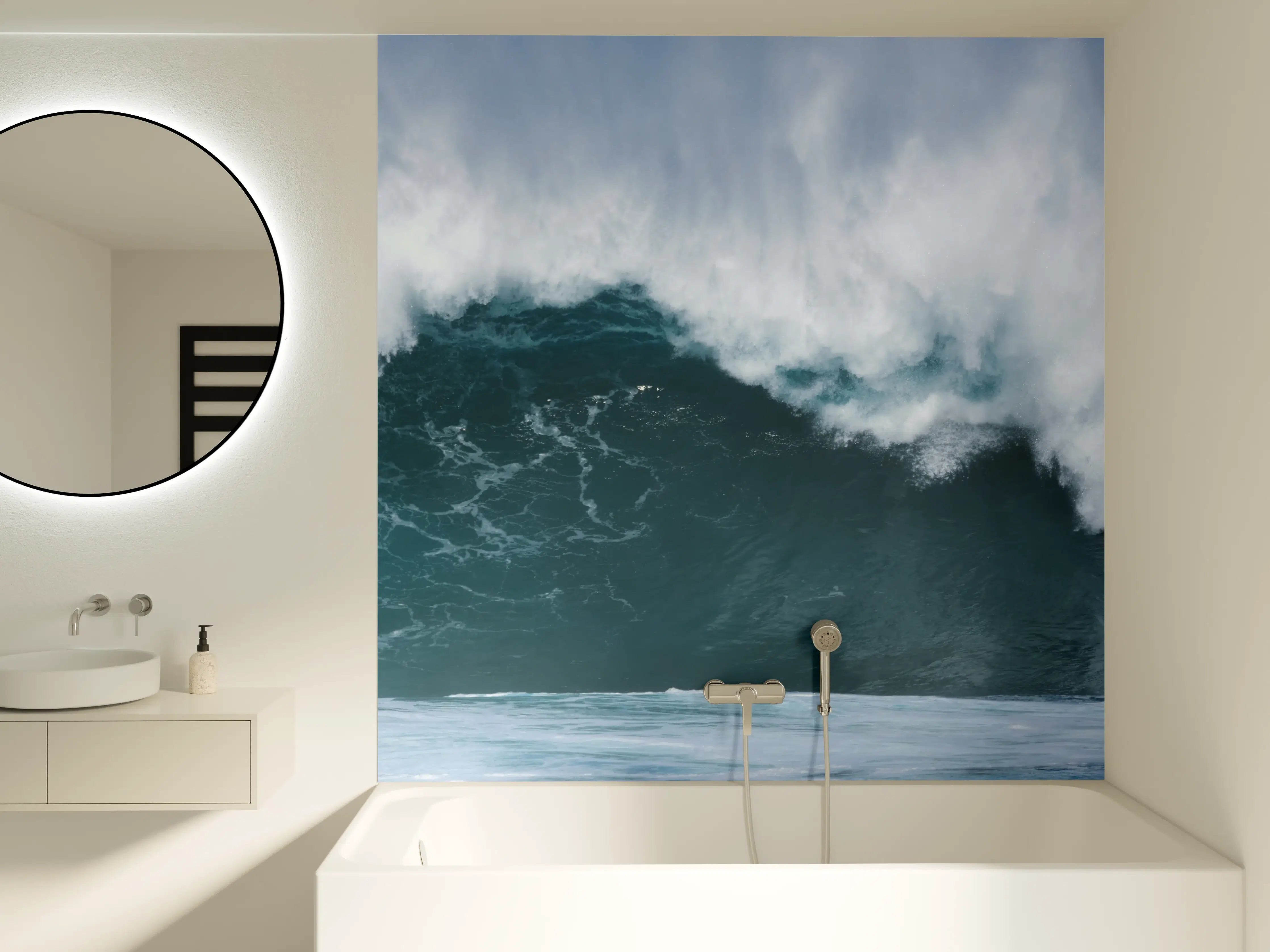 Badewannen-Rückwand - Große Welle im Ozean