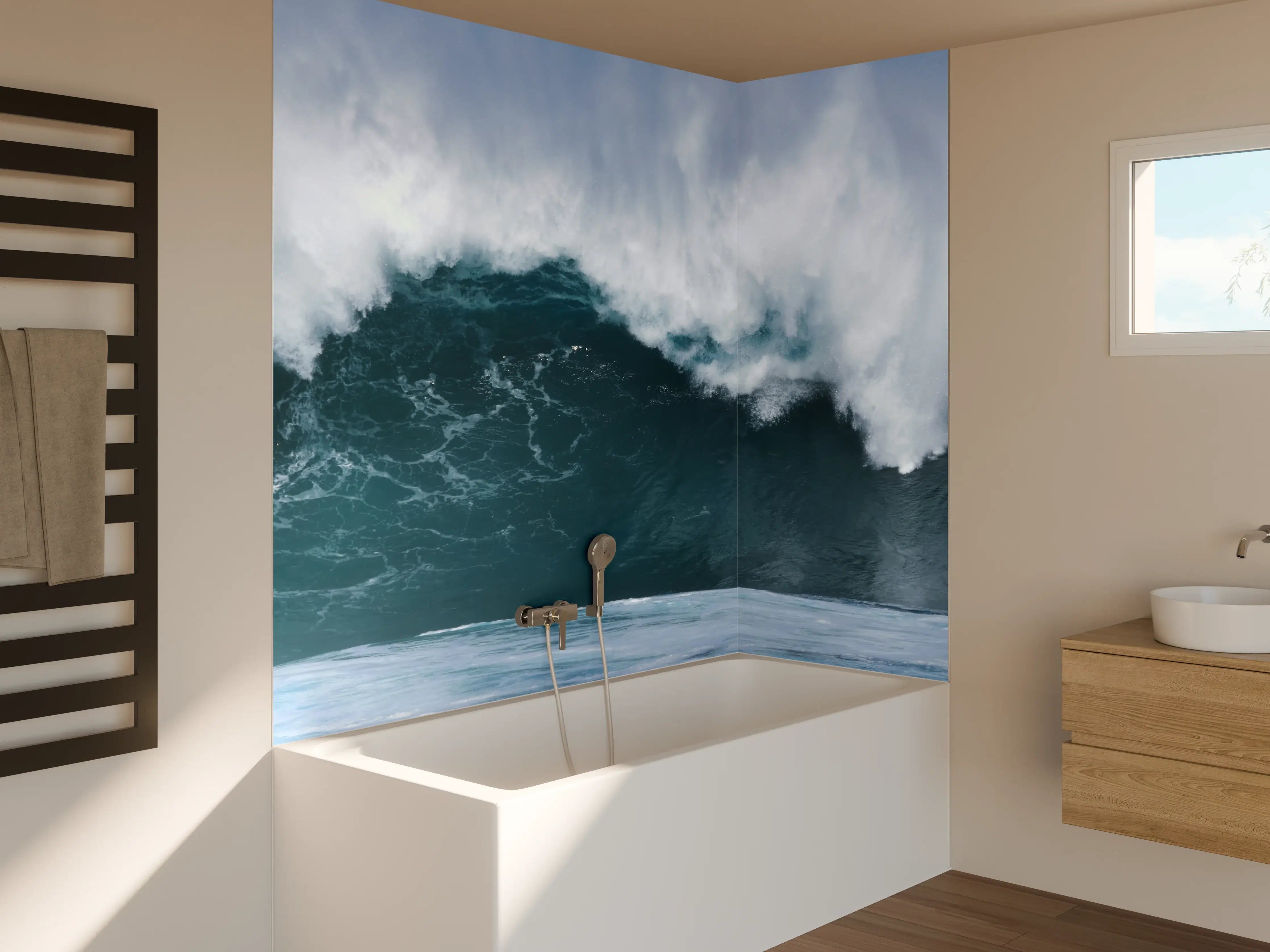 Badewannen-Rückwand - Große Welle im Ozean