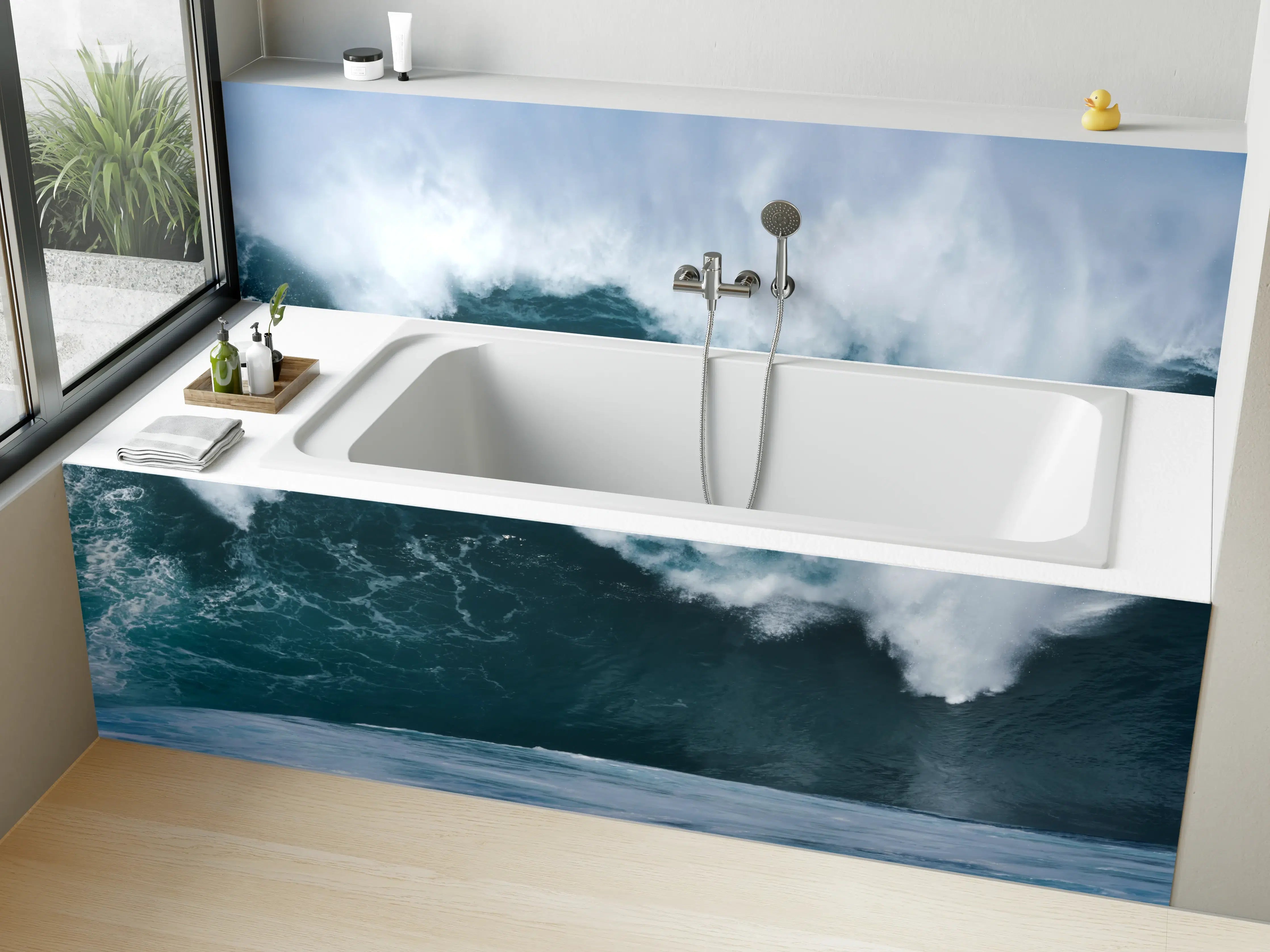Badewannen-Rückwand - Große Welle im Ozean