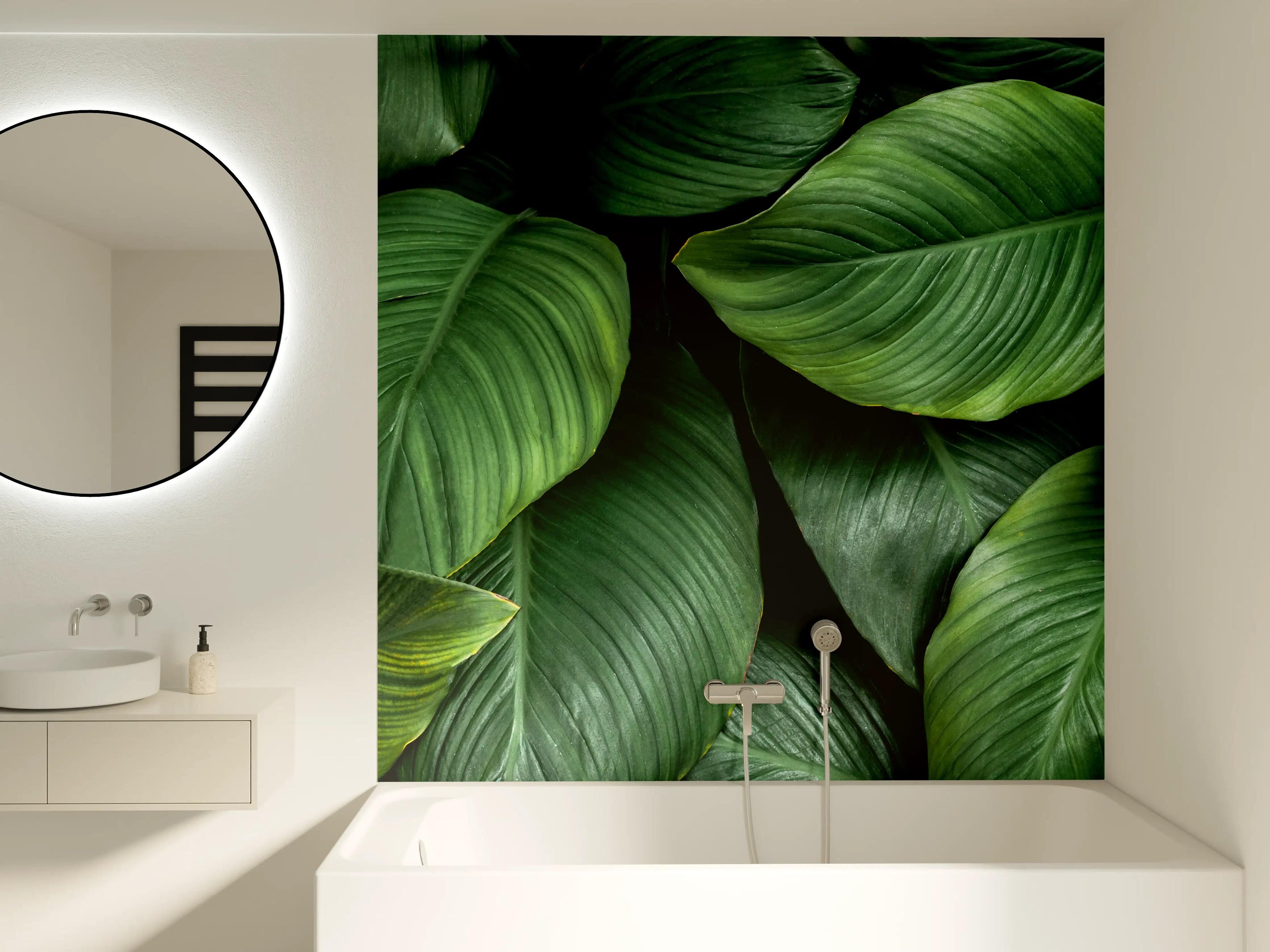 Badewannen-Rückwand - Große grüne Blätter