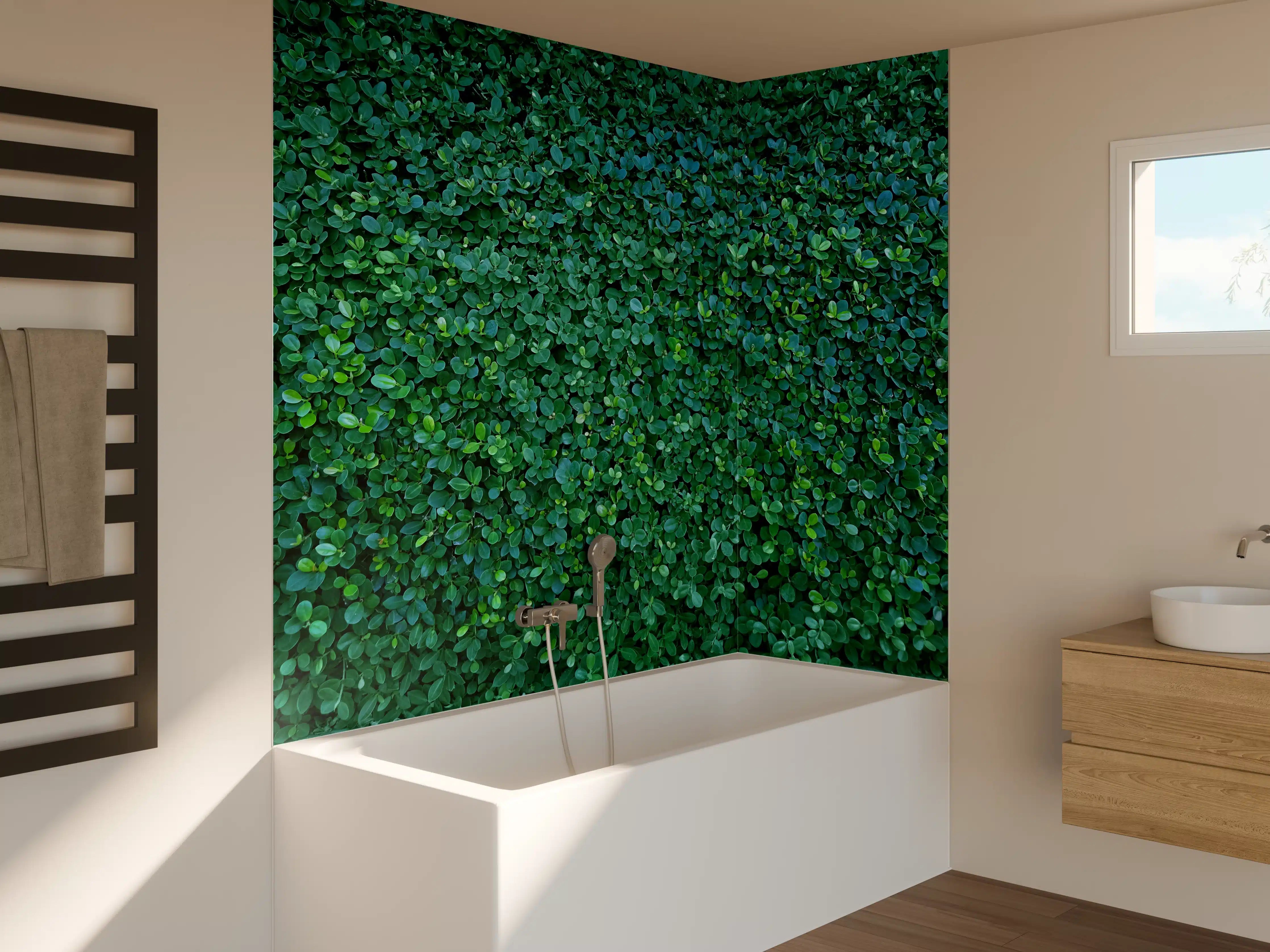 Badewannen-Rückwand - Grüne Blätterwand Textur