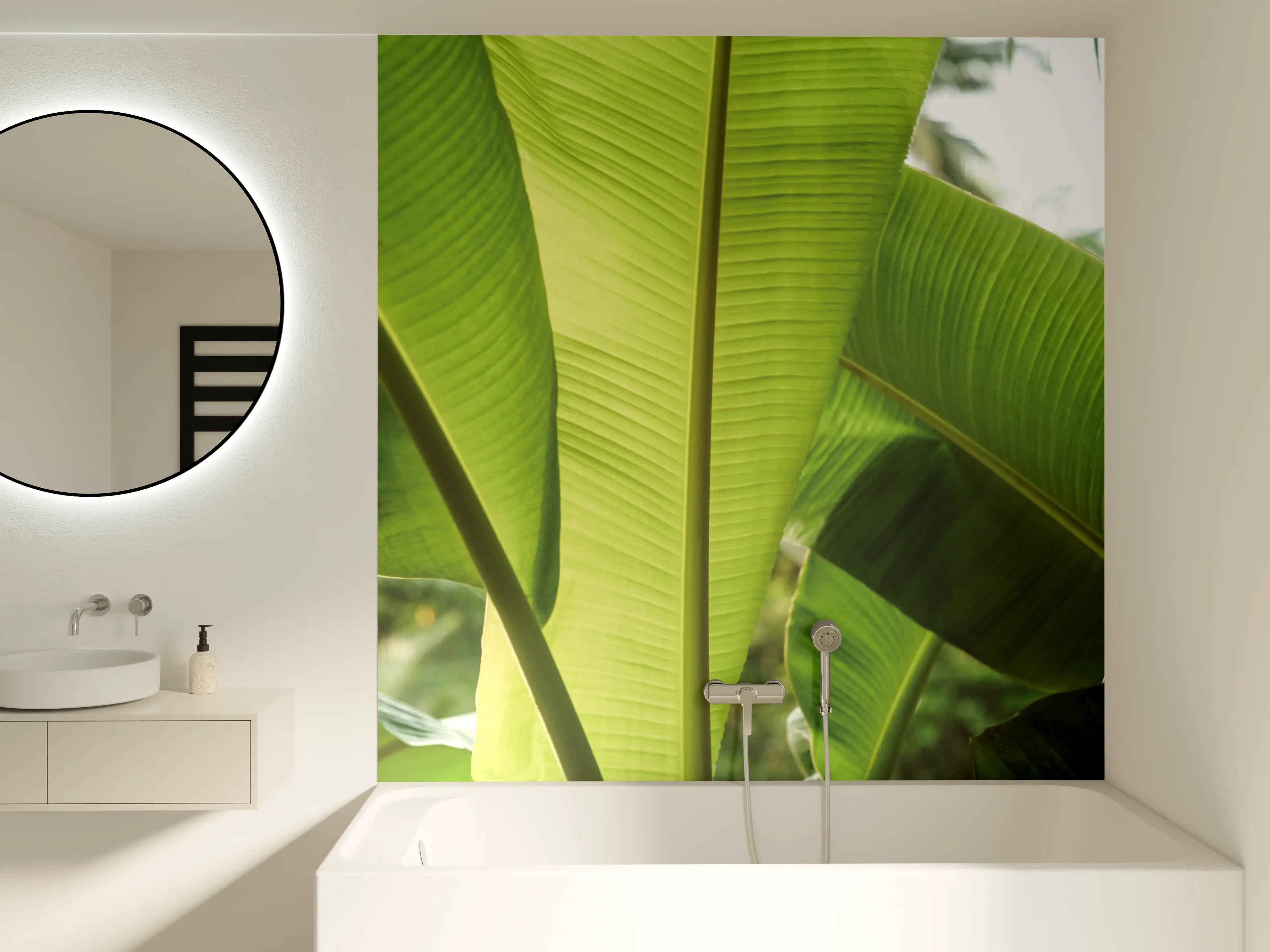 Badewannen-Rückwand - Grünes Tropenblatt-Motiv