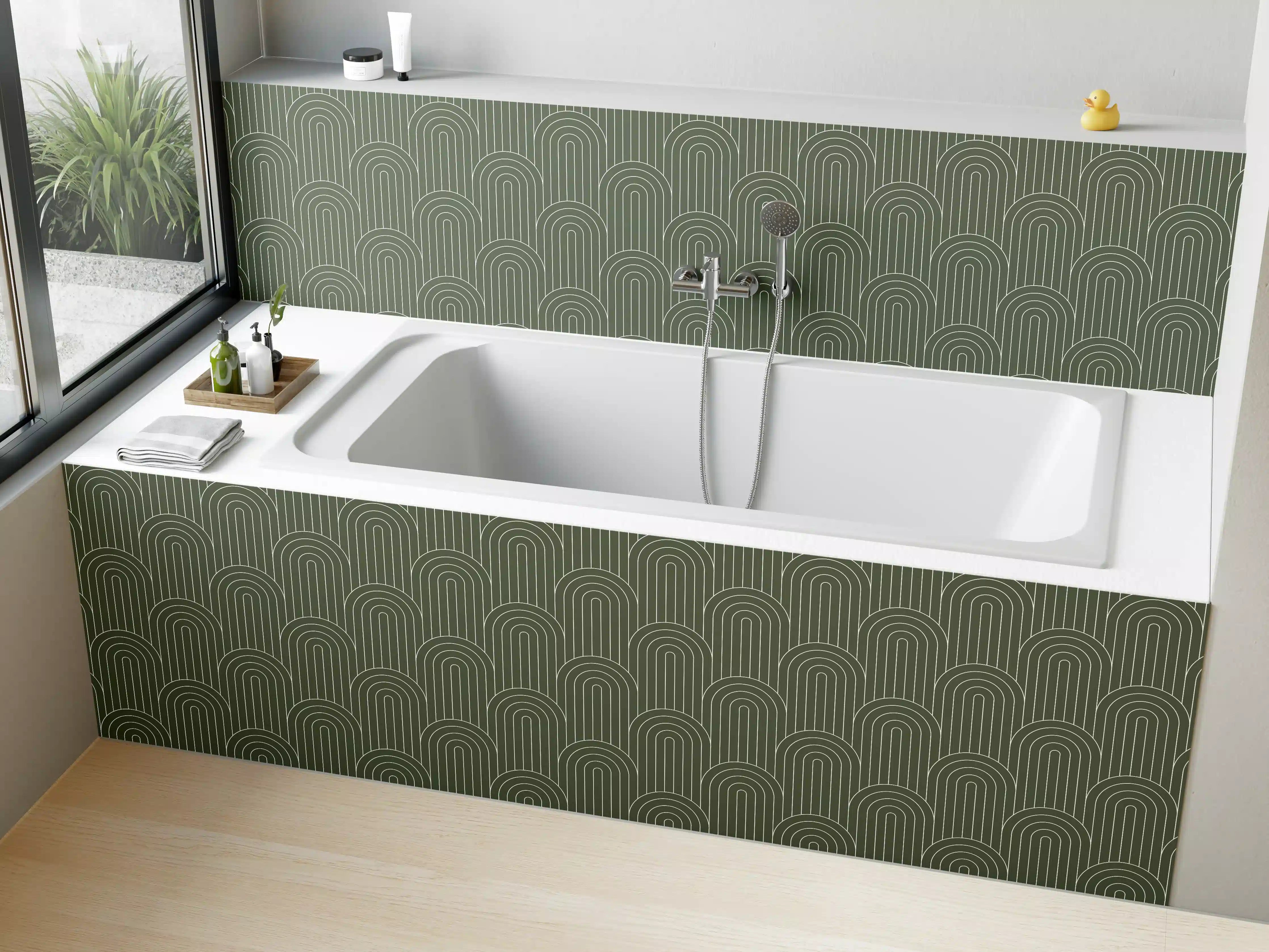 Badewannen-Rückwand - Grünes Urban Pattern Design