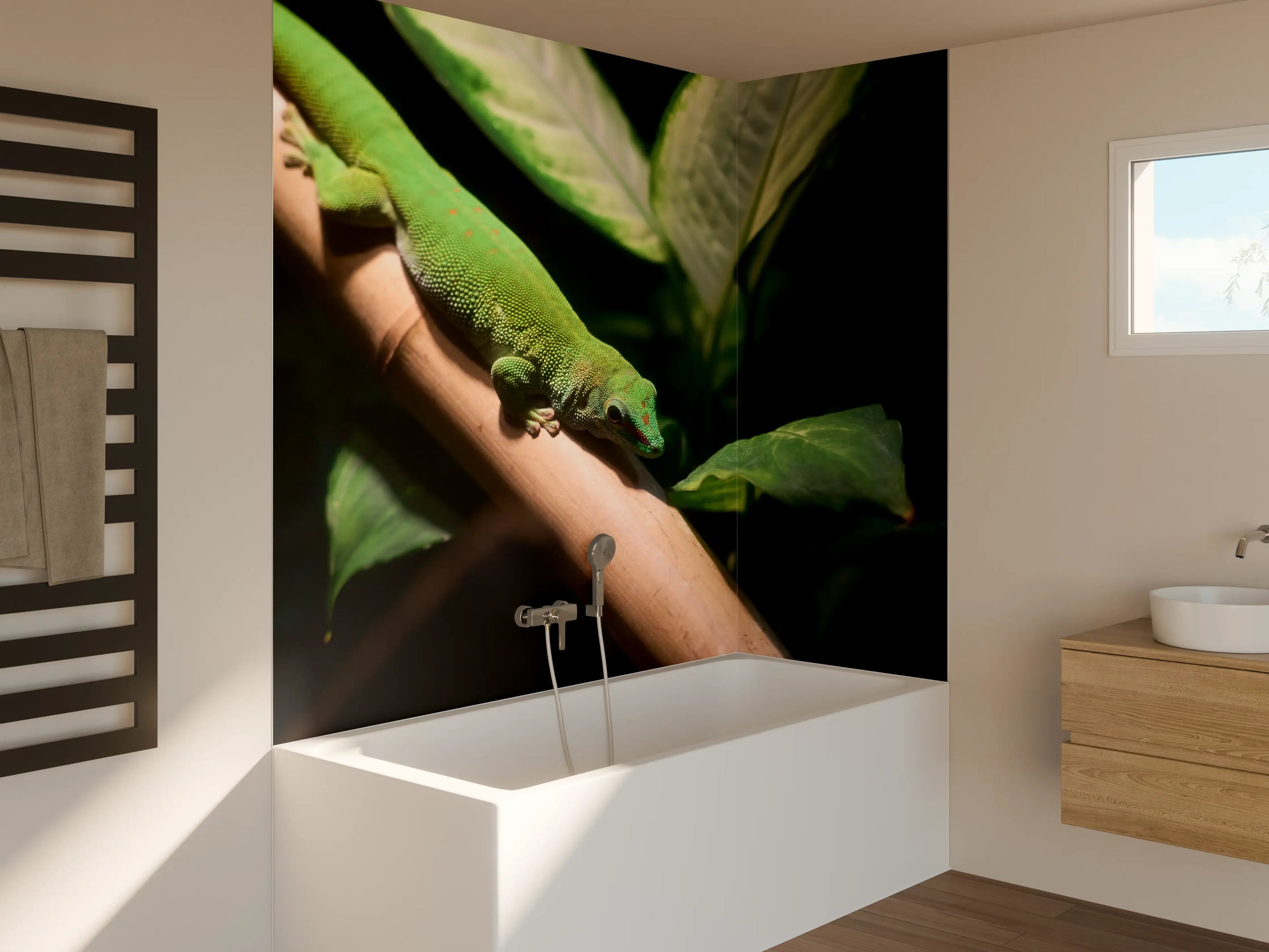 Badewannen-Rückwand - Grünliche Eidechse
