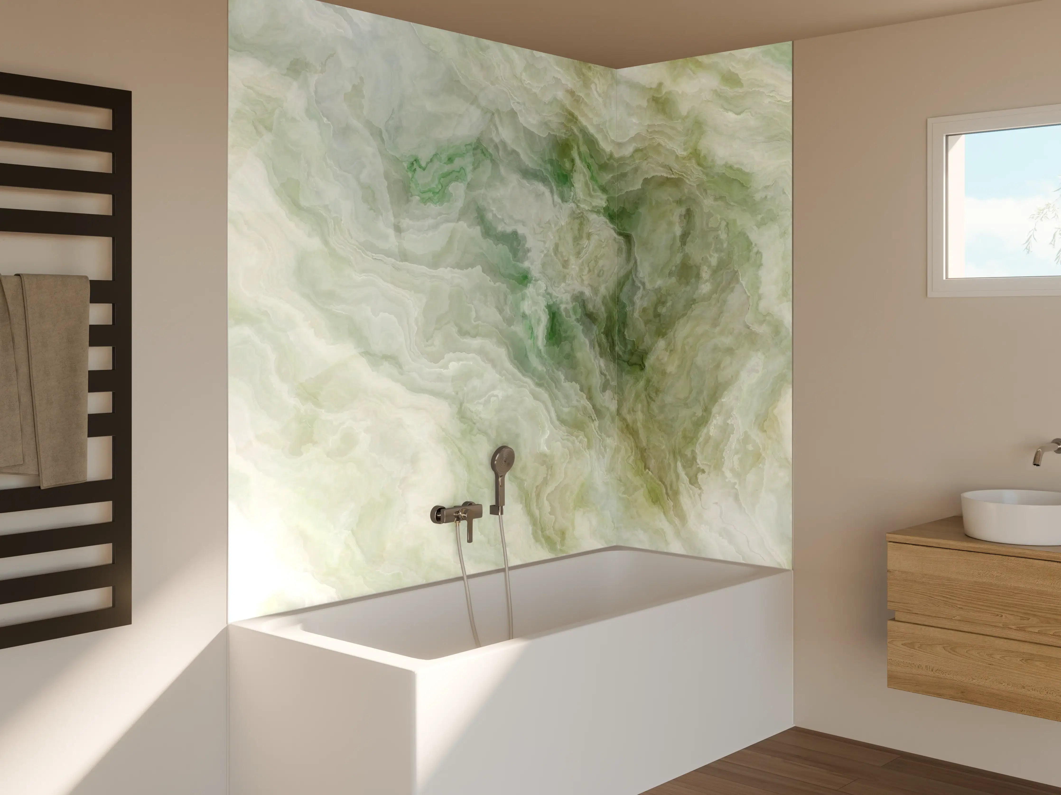 Badewannen-Rückwand - Grünlicher Onyx