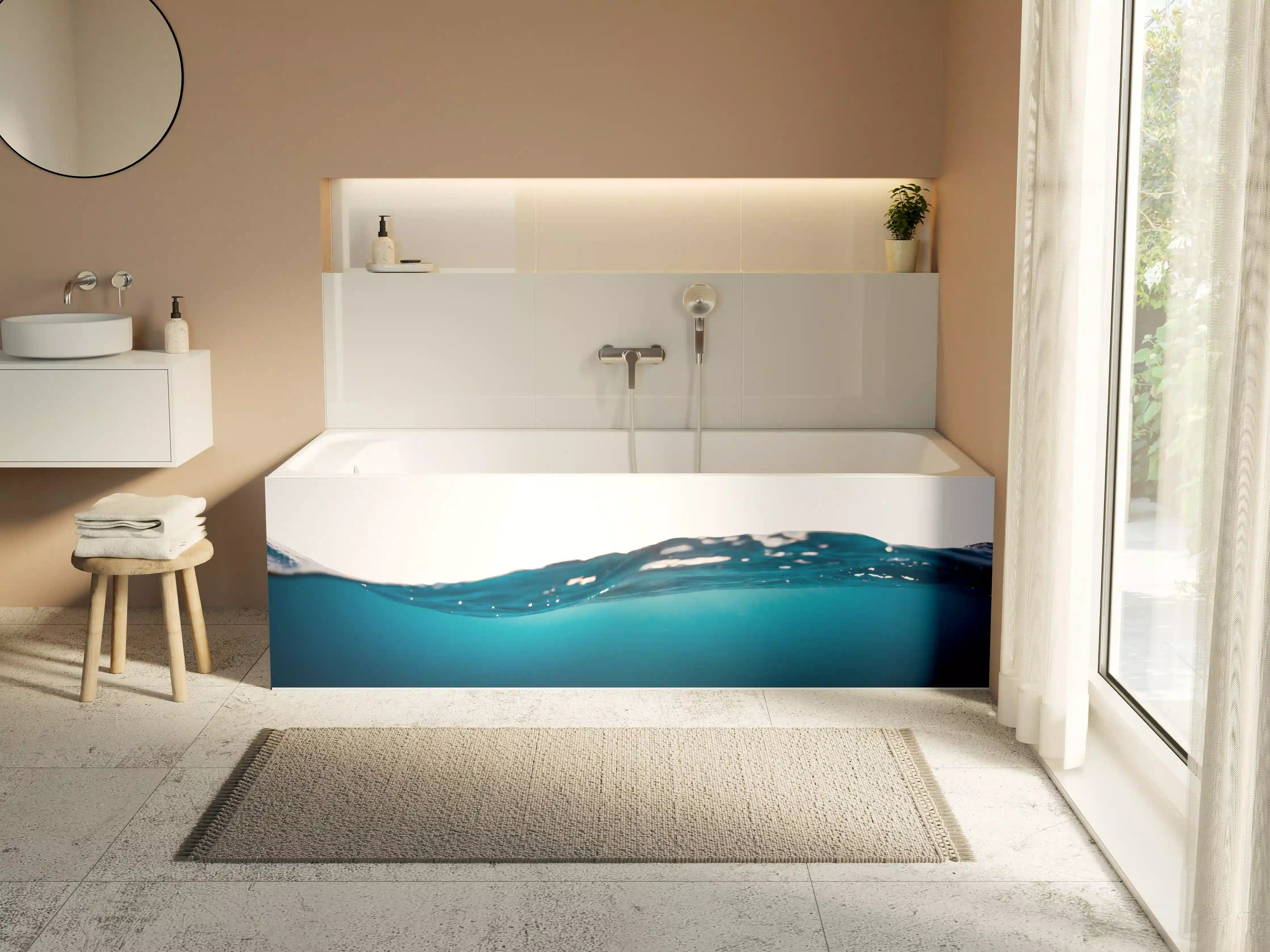 Badewannen-Rückwand - Harmonische Wasserwelle