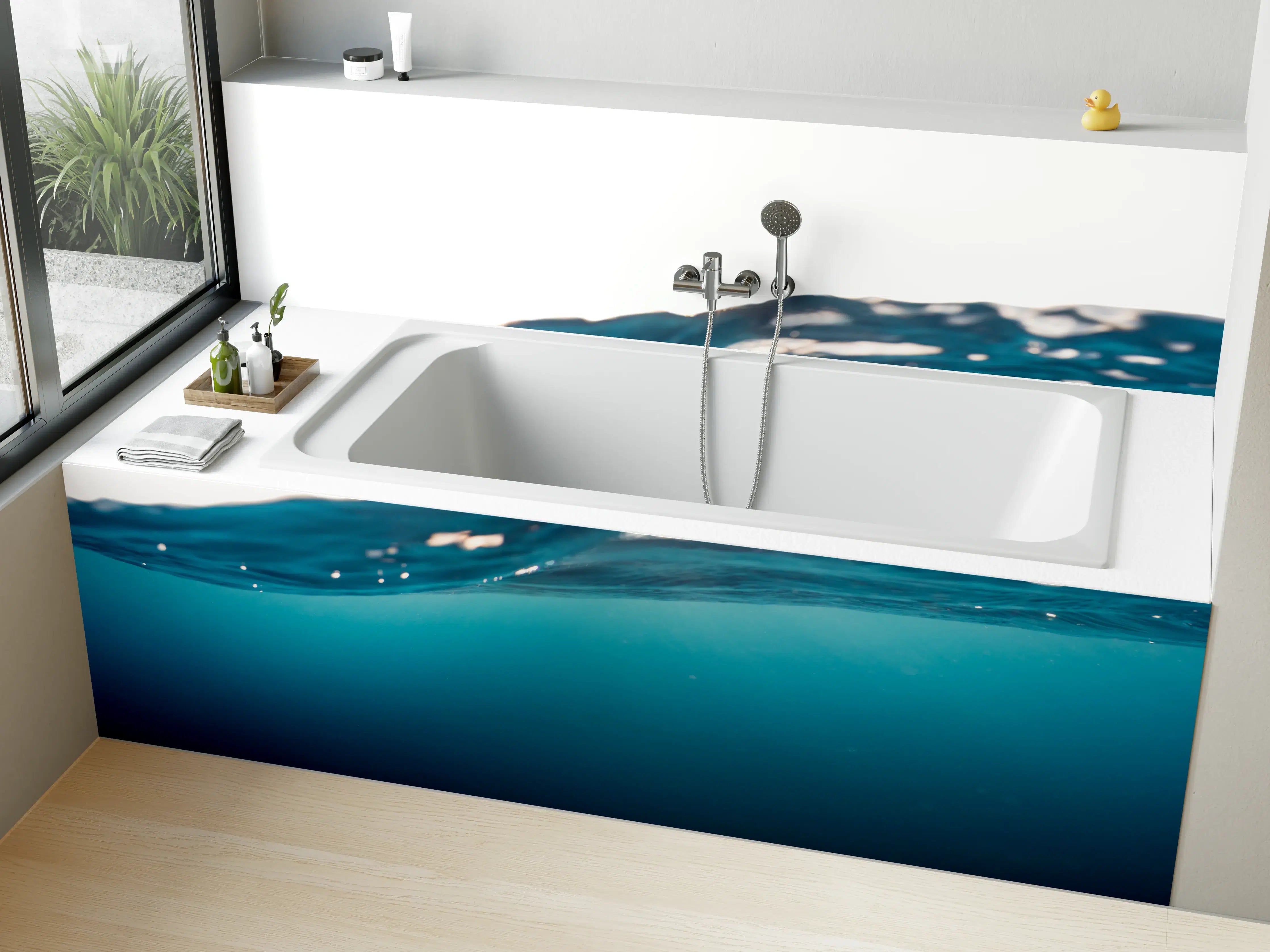 Badewannen-Rückwand - Harmonische Wasserwelle