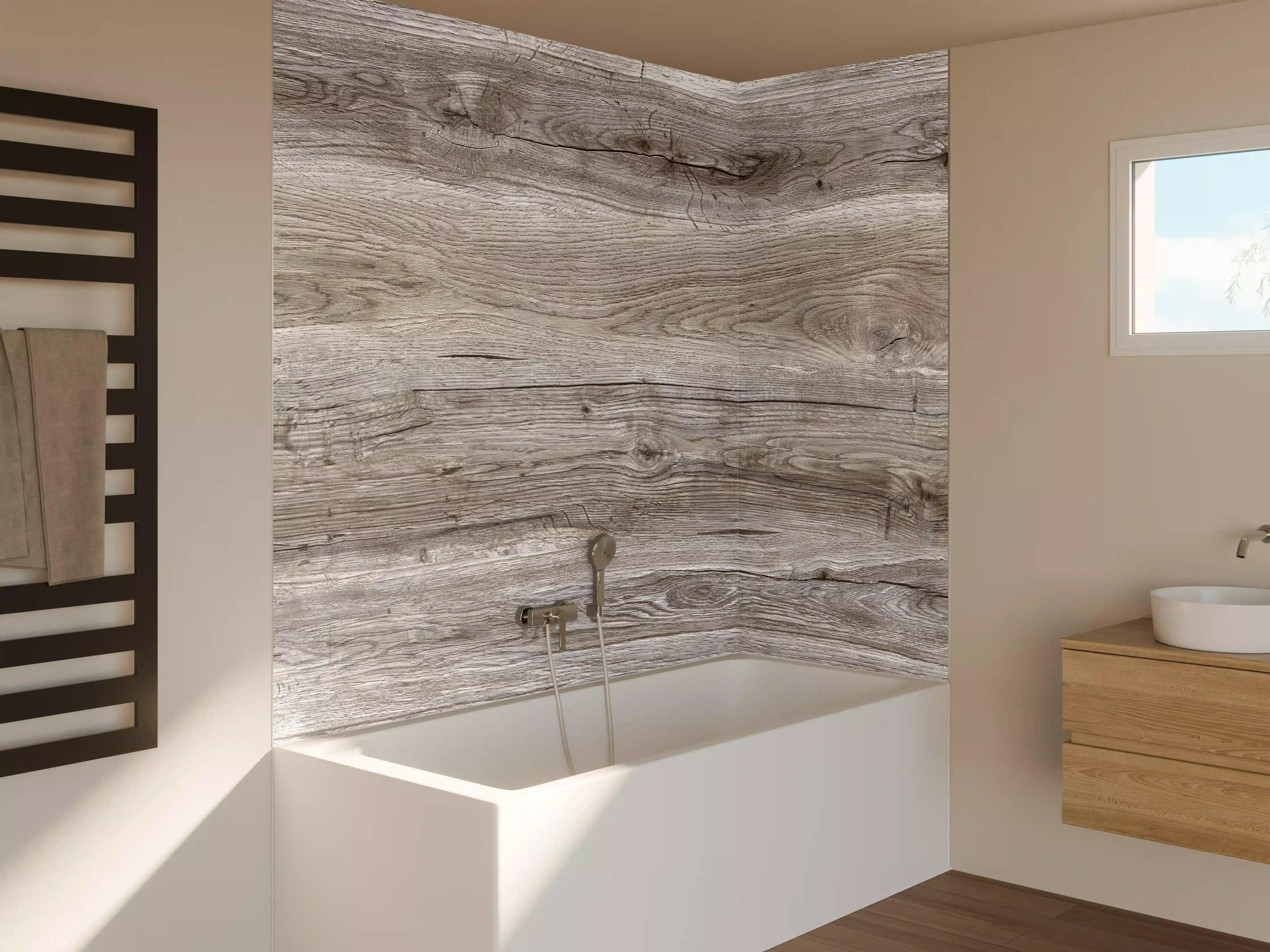 Badewannen-Rückwand - Hell-braune Holz Textur