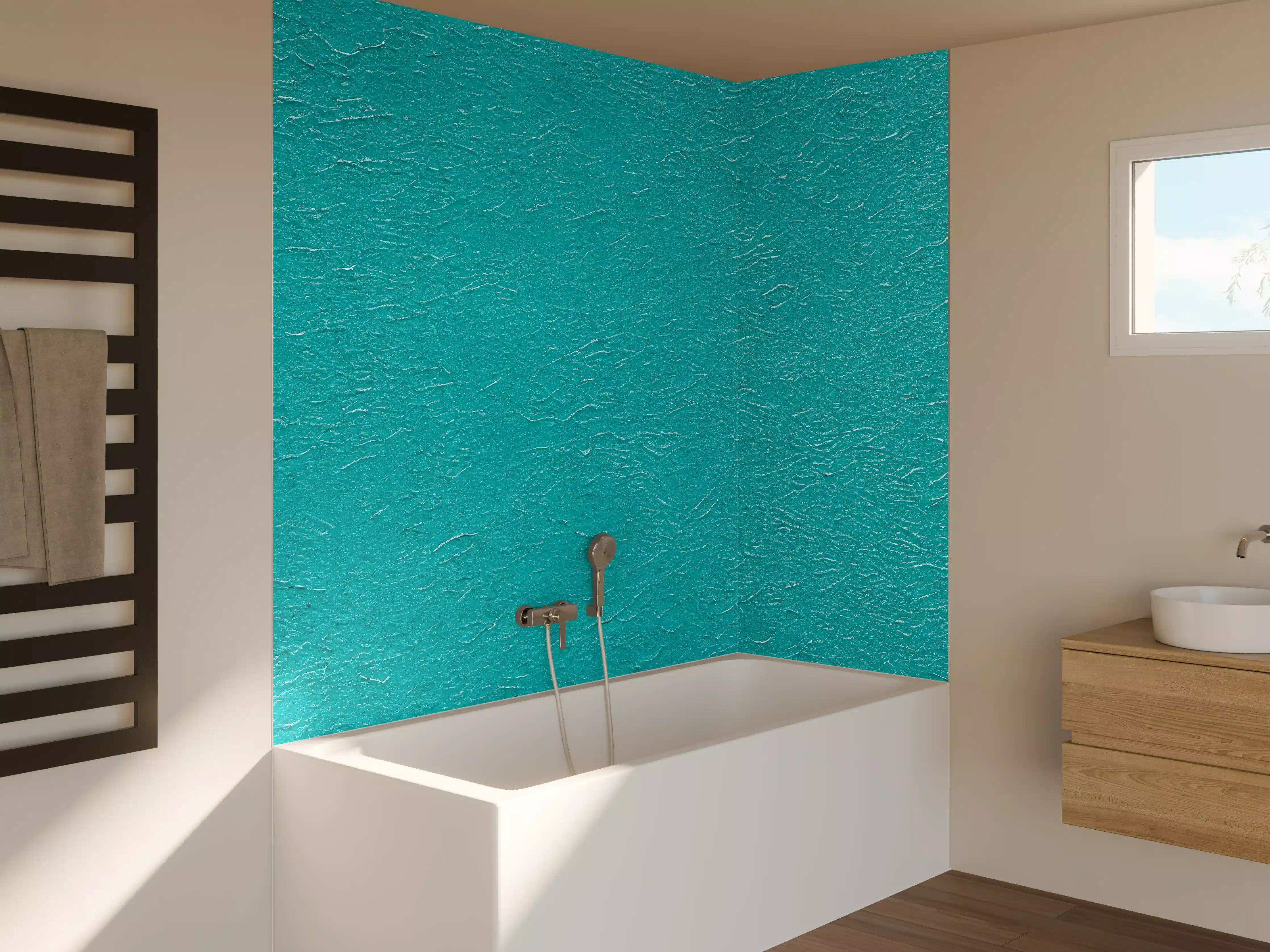 Badewannen-Rückwand - Hellblaue Wand Struktur