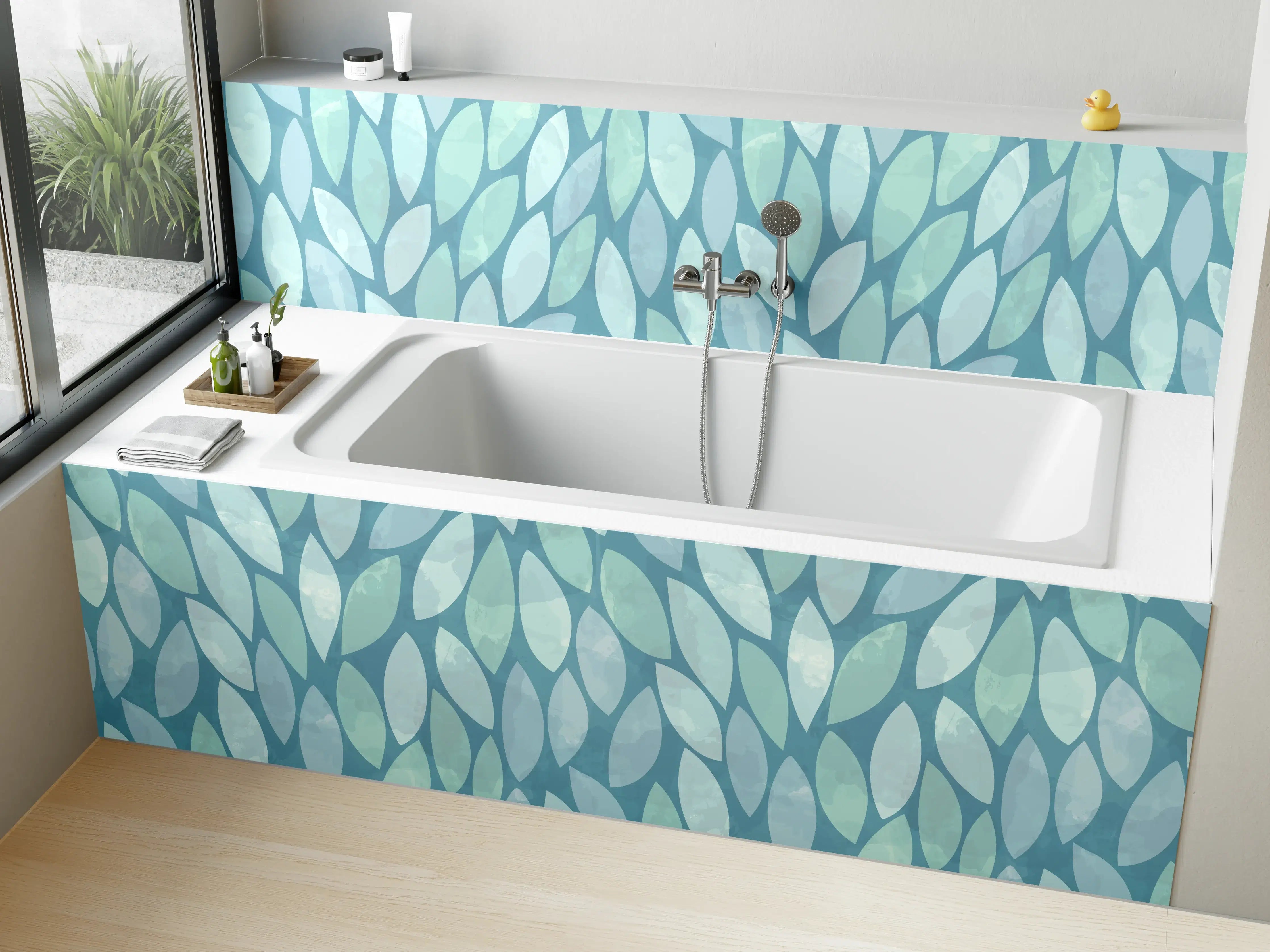 Badewannen-Rückwand - Helle Blau-Grün-Muster
