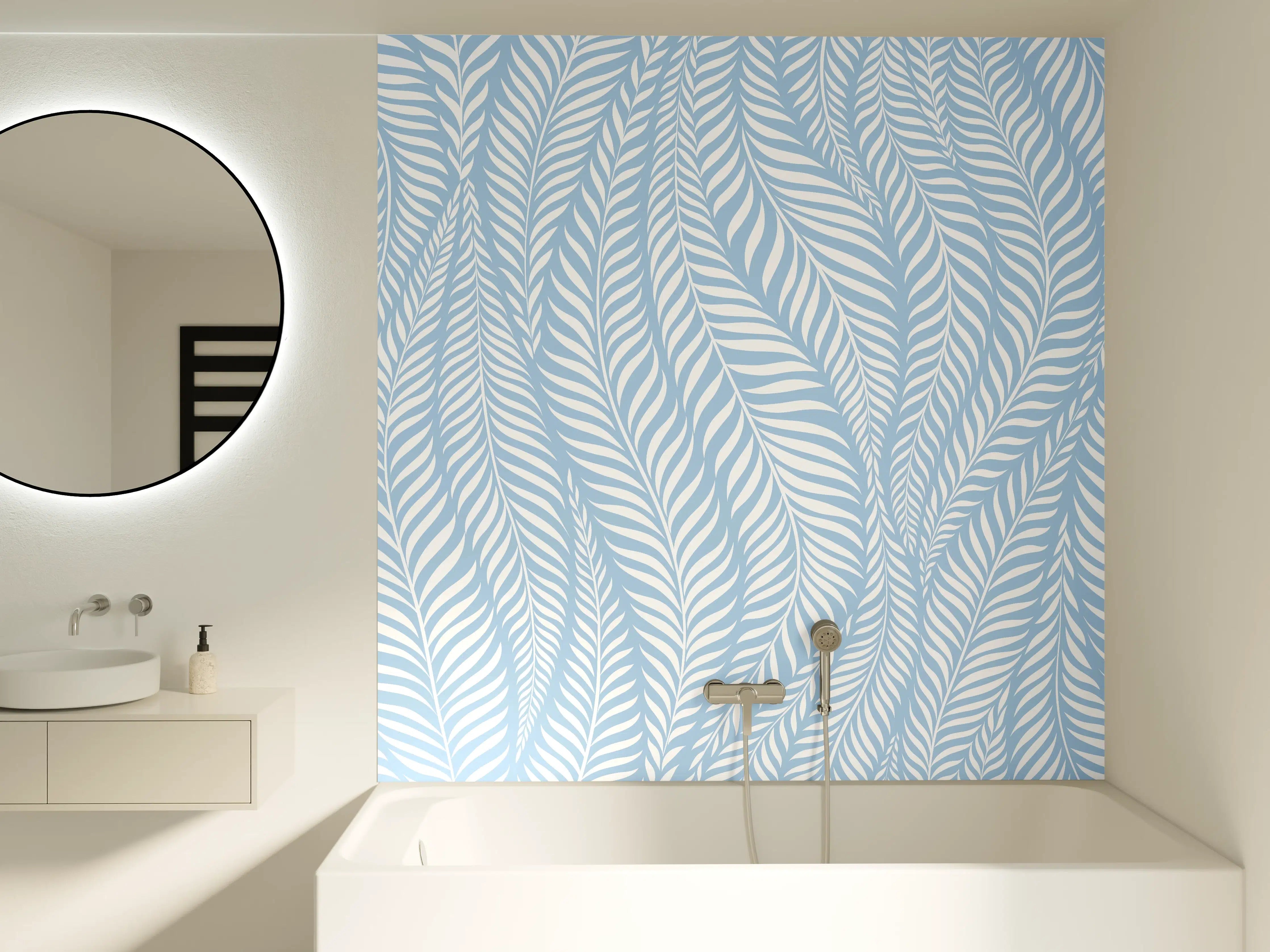 Badewannen-Rückwand - Helle Blau-Weiß Metallic-Leinenstrukturen