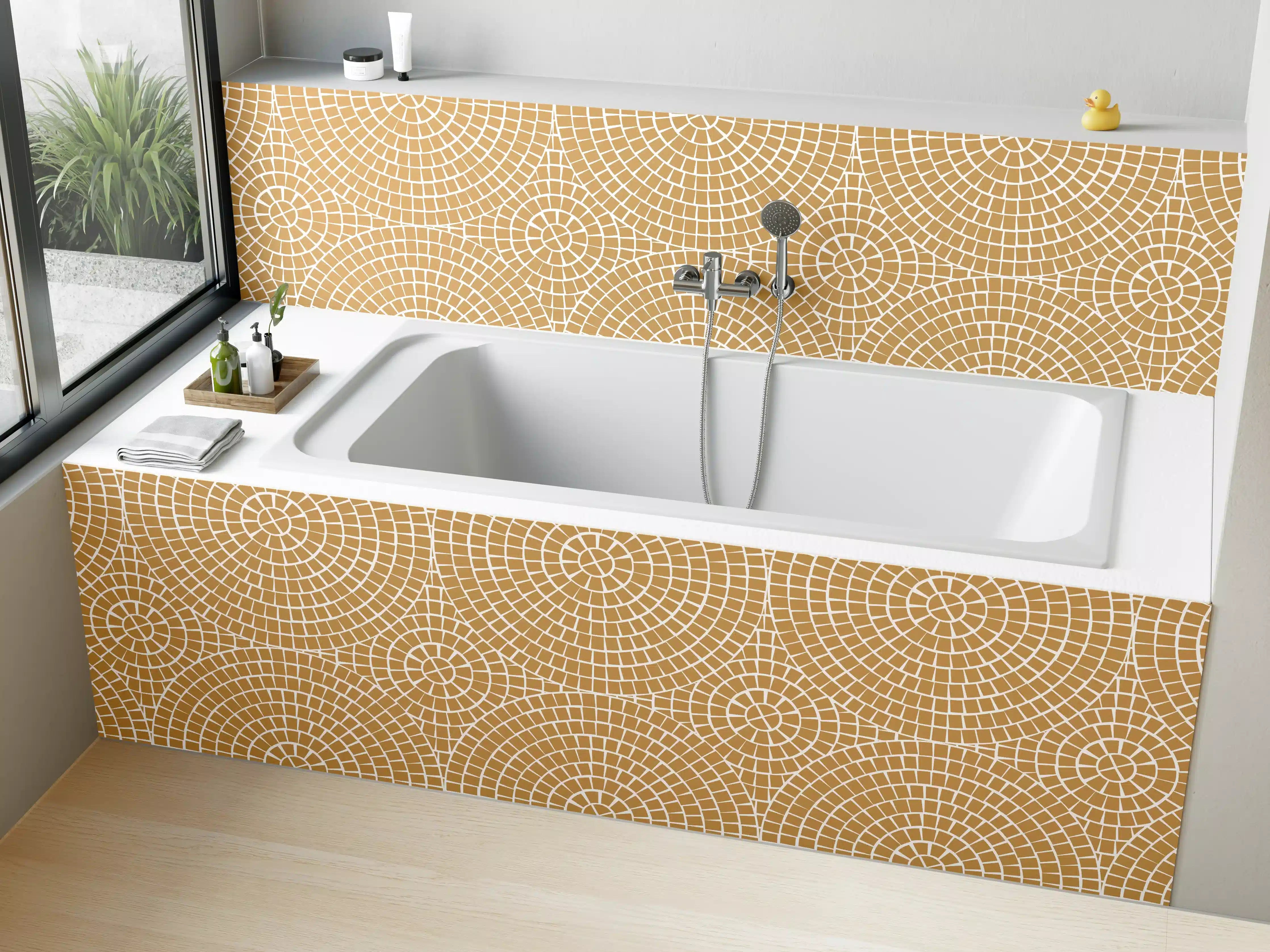Badewannen-Rückwand - Helle Graue Musterwand