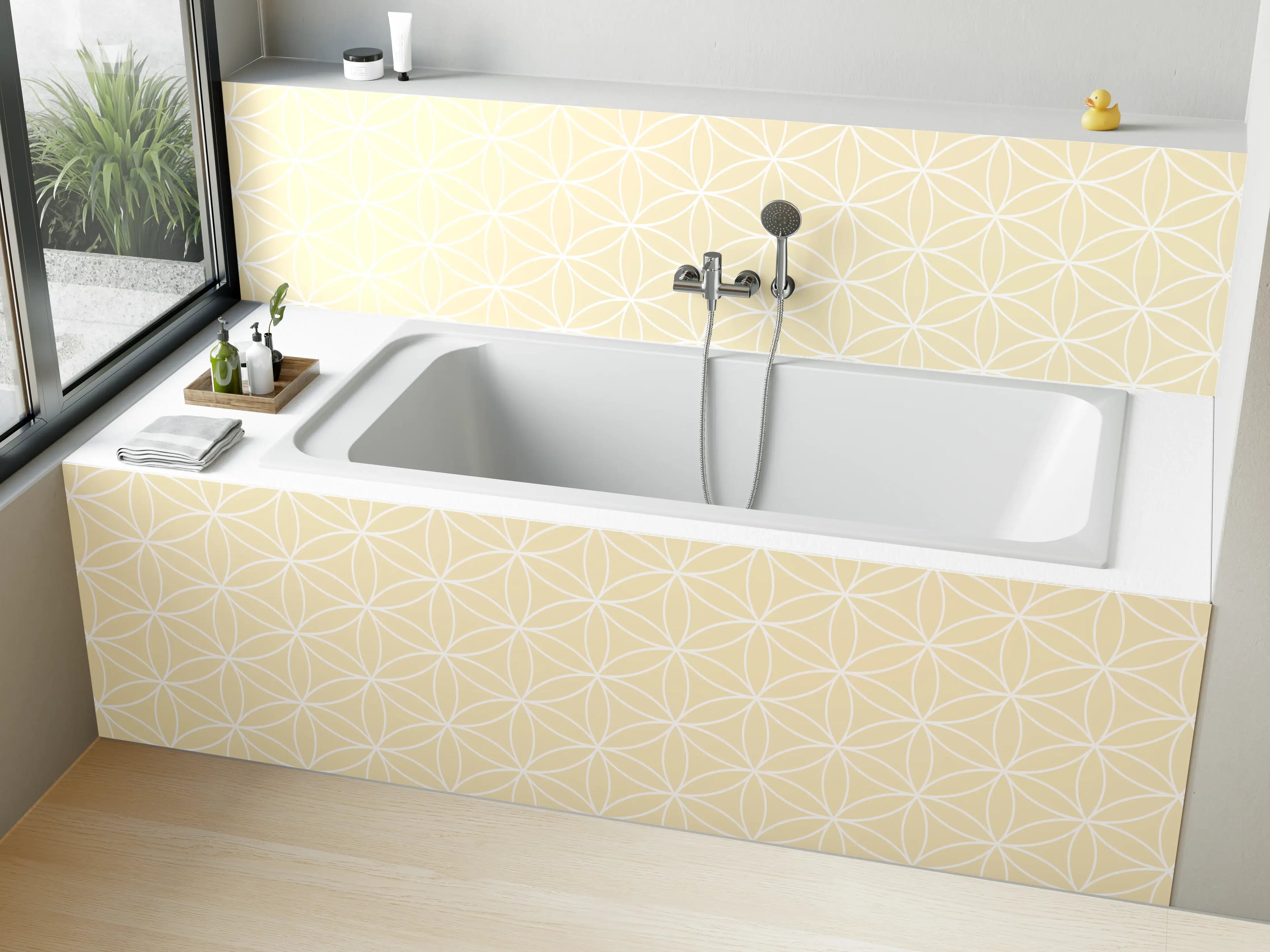 Badewannen-Rückwand - Helle Vintage-Musterwand