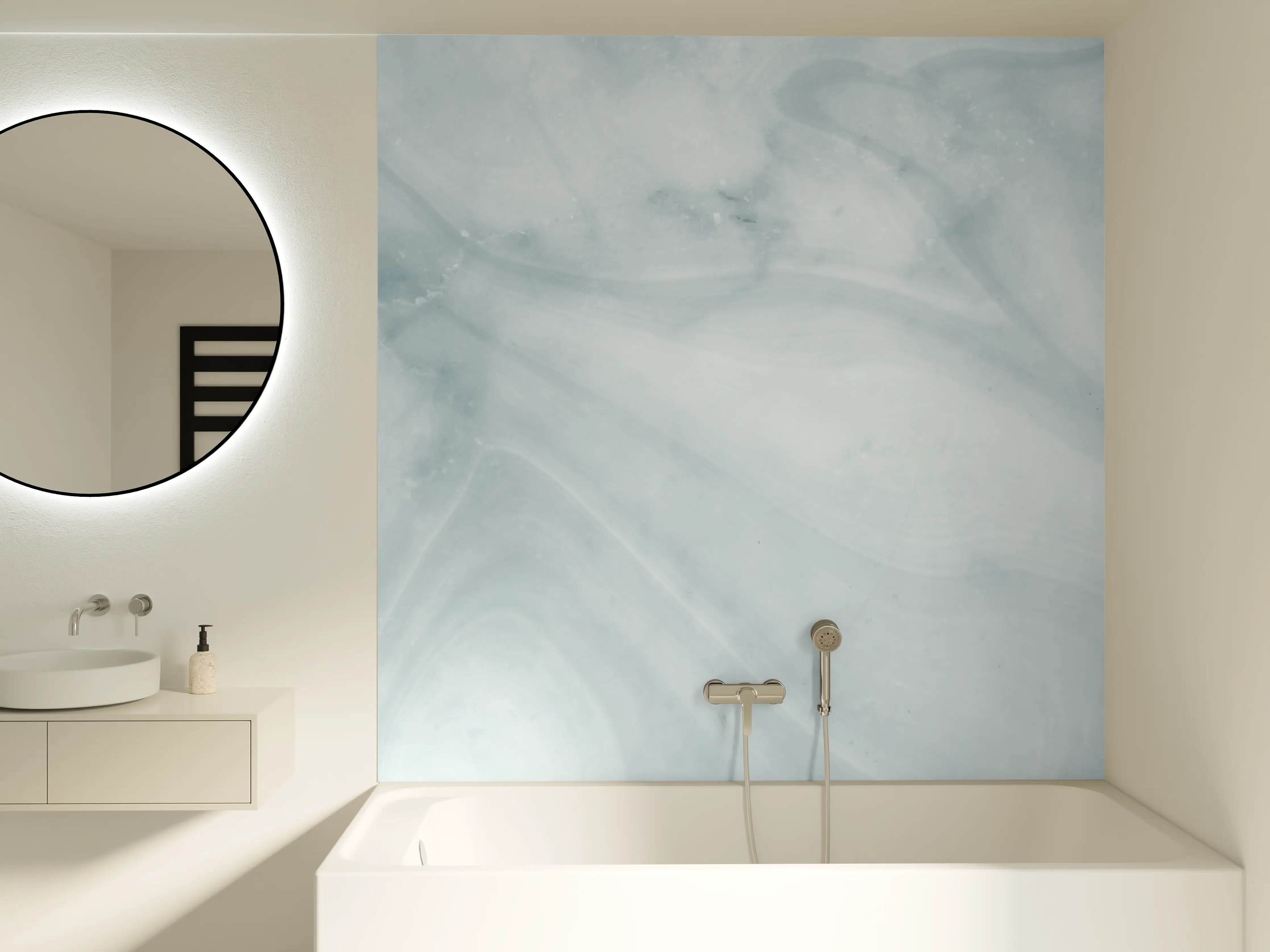 Badewannen-Rückwand - Helle bläuliche Marmor Textur