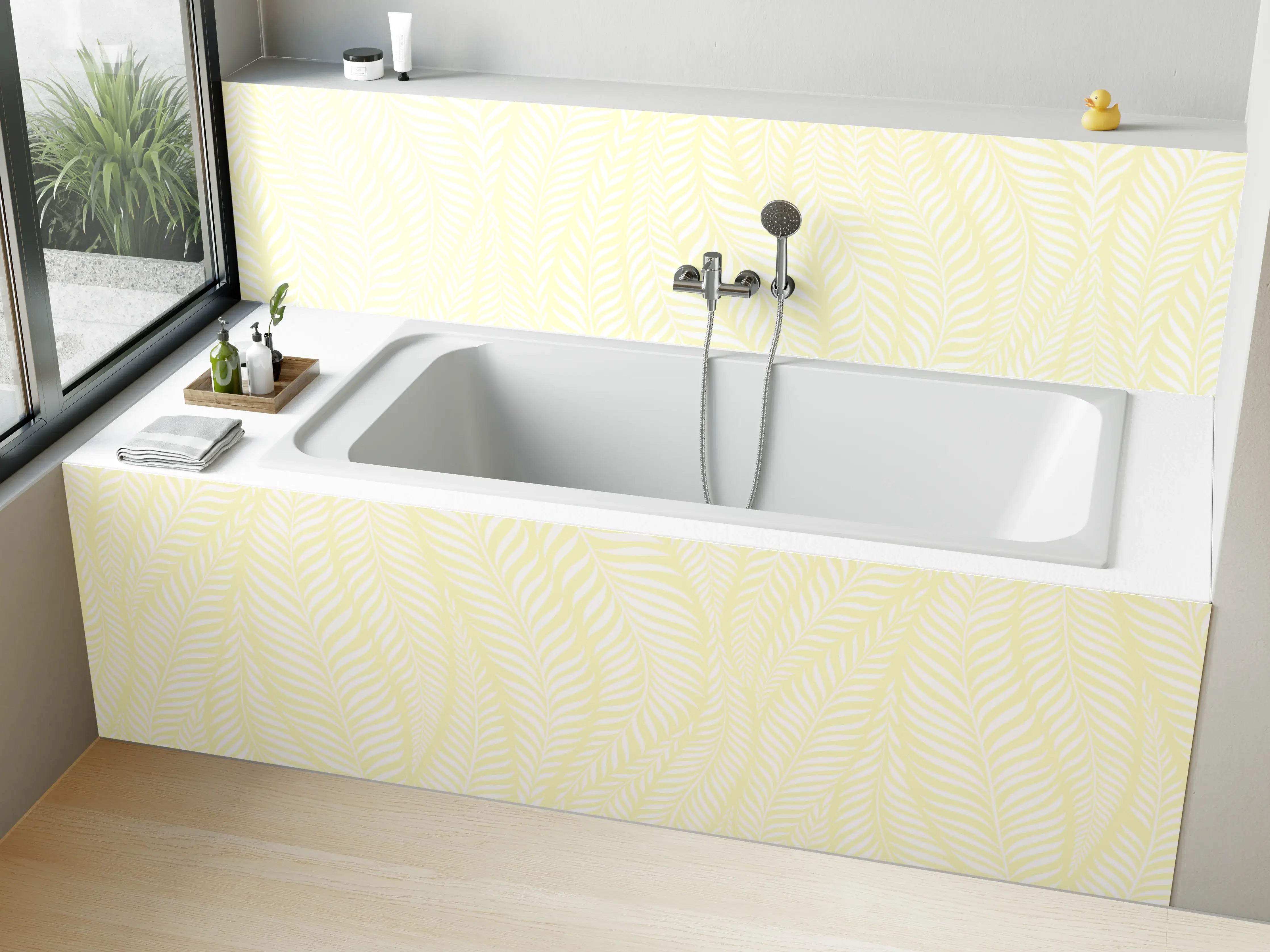 Badewannen-Rückwand - Helle, elegante Wandgestaltung mit subtilem Muster