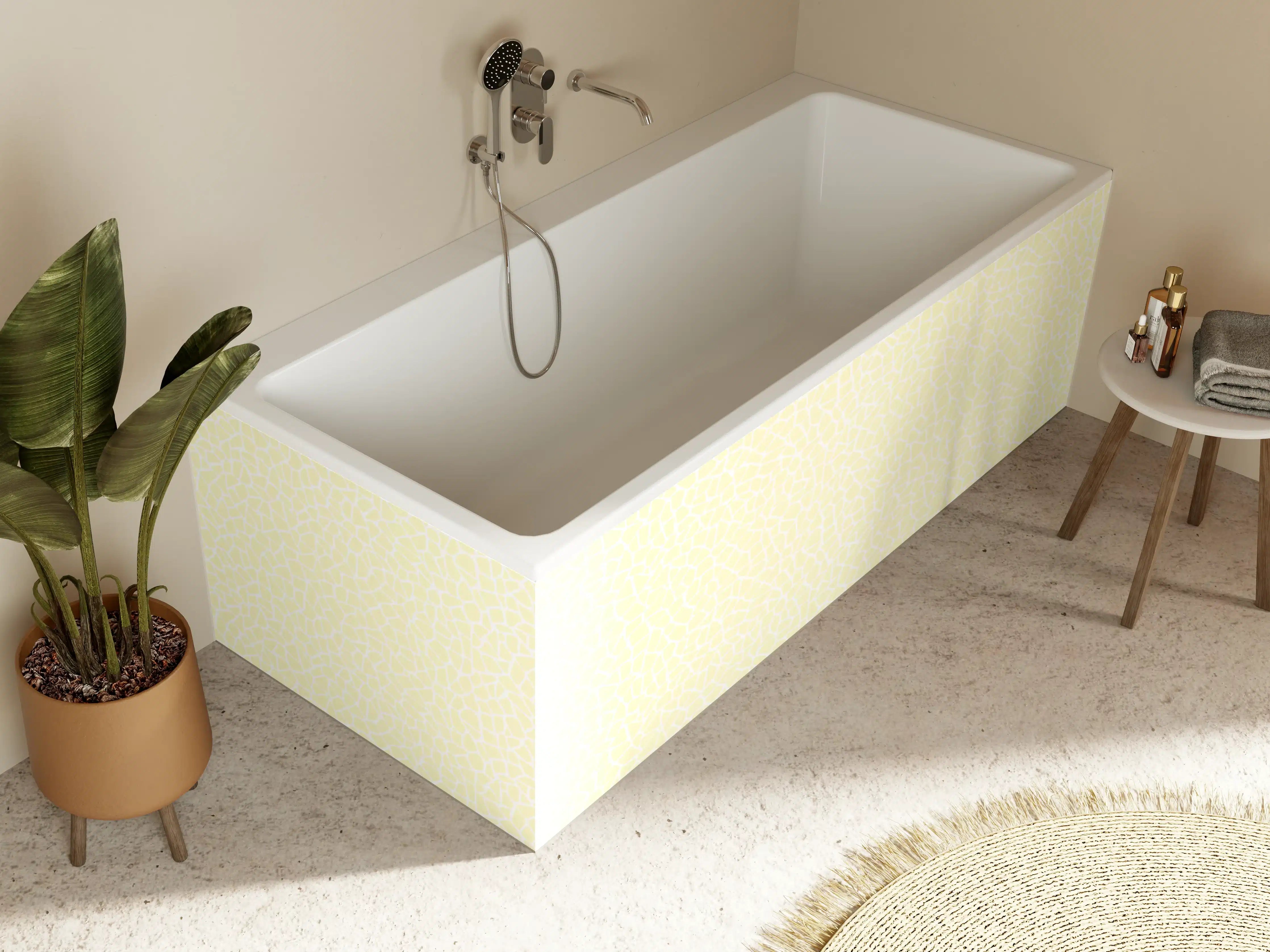 Badewannen-Rückwand - Helle, gelbe Textur mit sanften Mustern