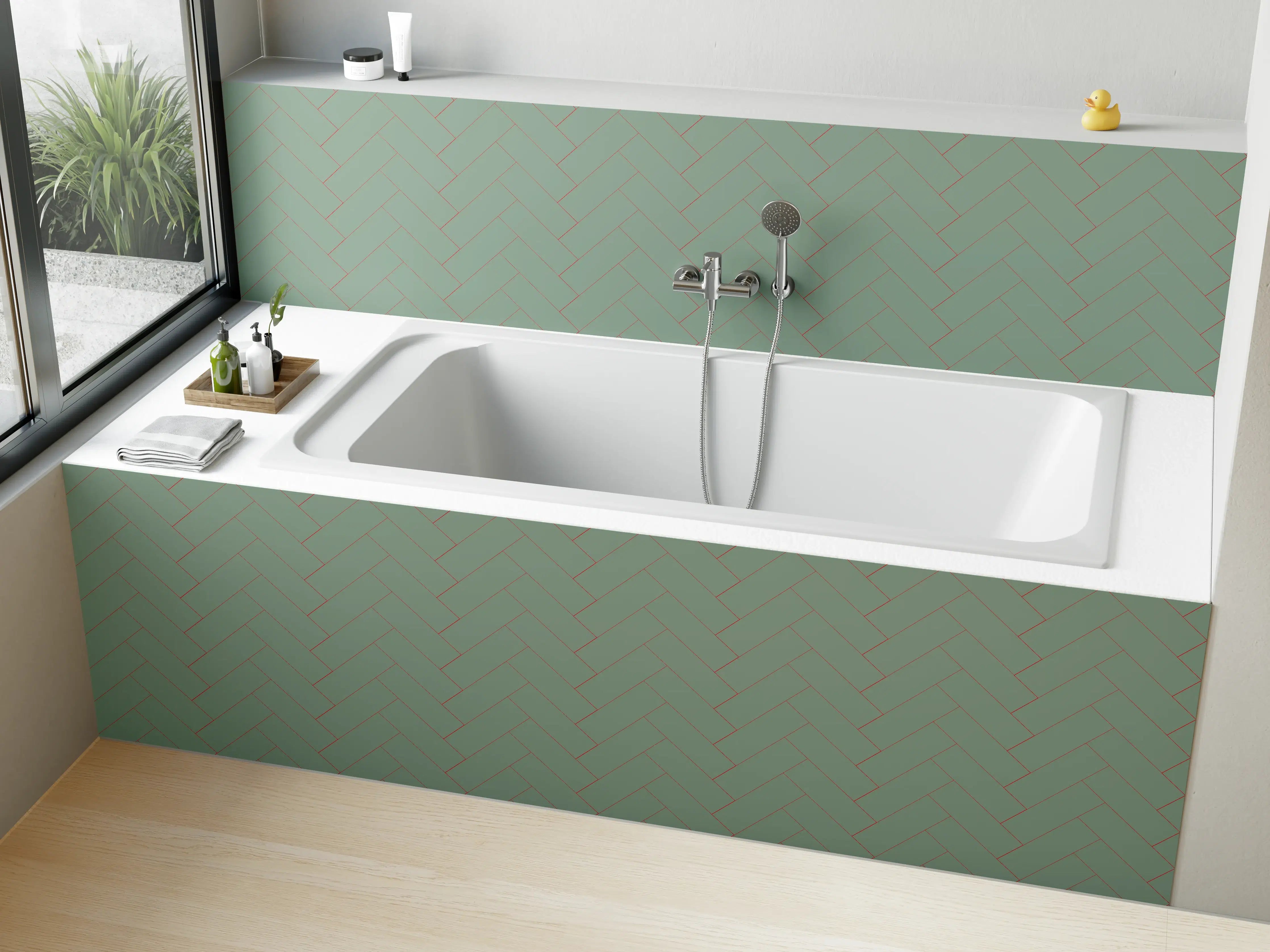 Badewannen-Rückwand - Heller Fischgrät-Hintergrund