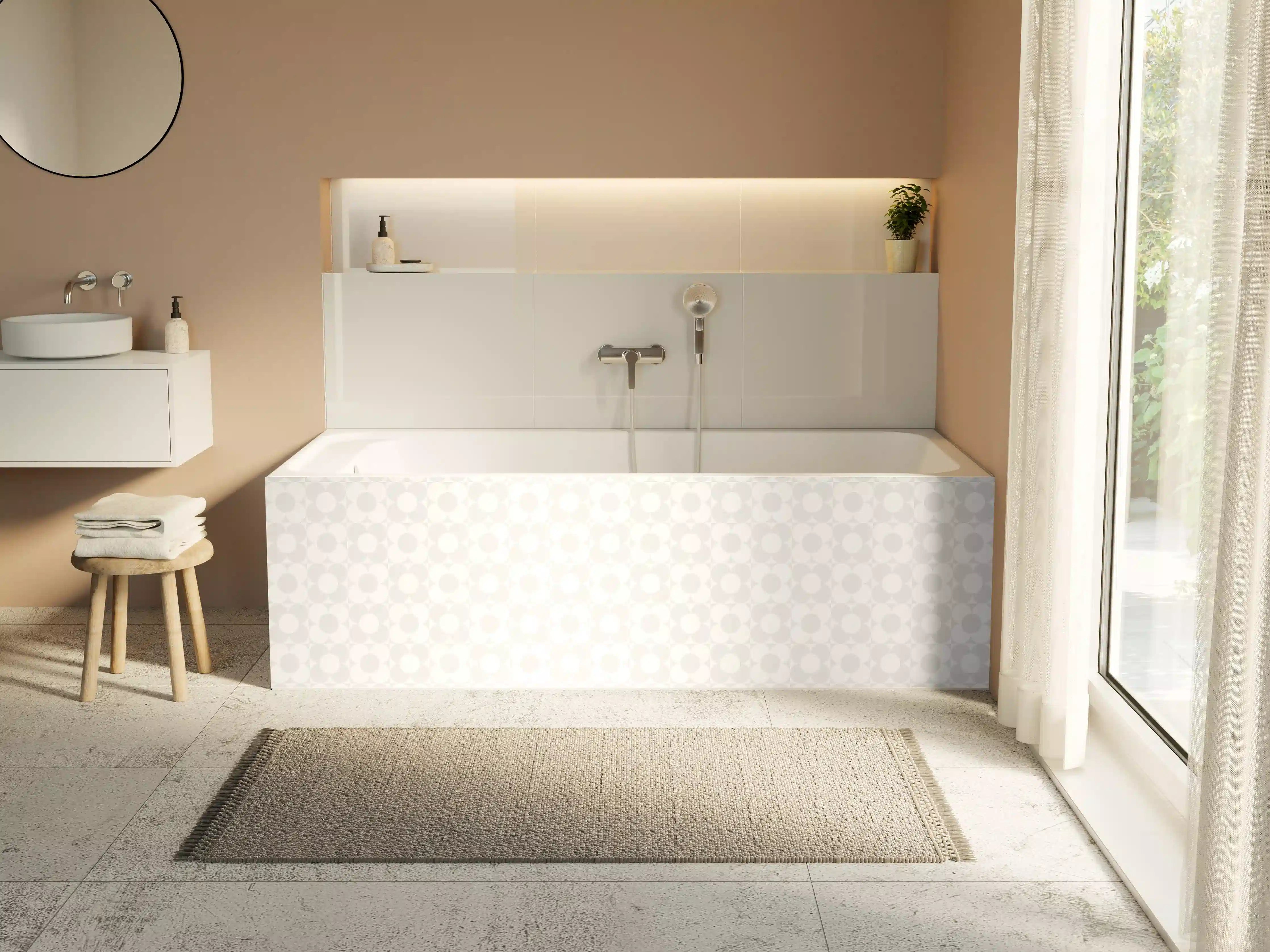 Badewannen-Rückwand - Heller Grau-Marmor-Glanz