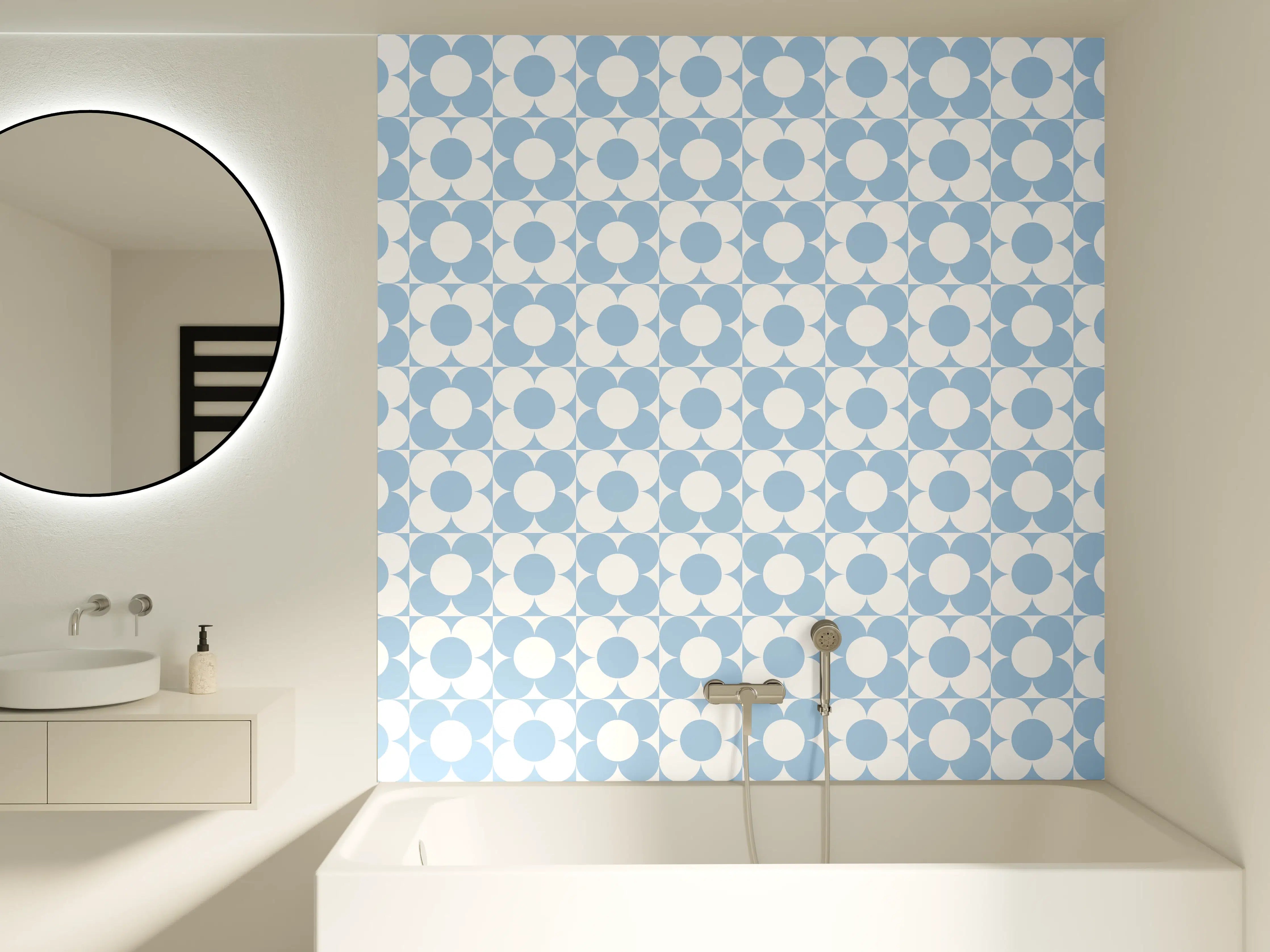 Badewannen-Rückwand - Heller blauer Punktmuster-Design
