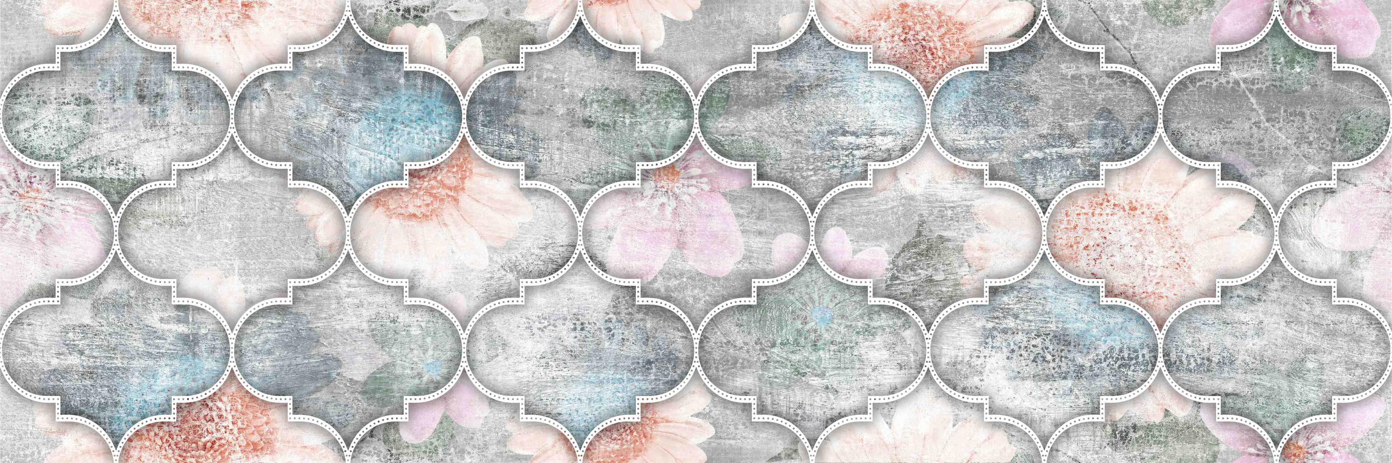 Badewannen-Rückwand-Helles Kunstmuster - Floral
