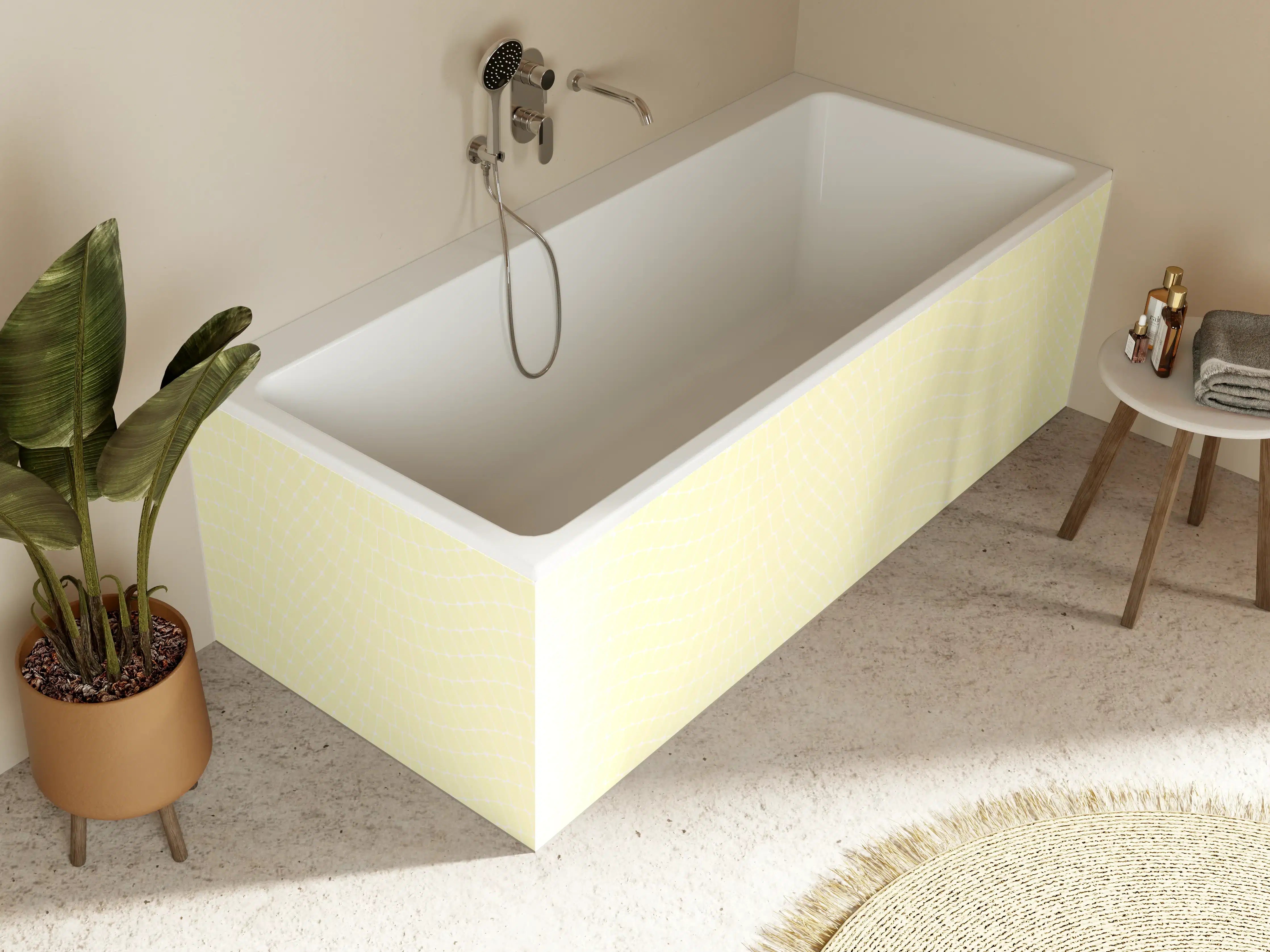 Badewannen-Rückwand - Helles, minimalistisches Muster in Cremefarben