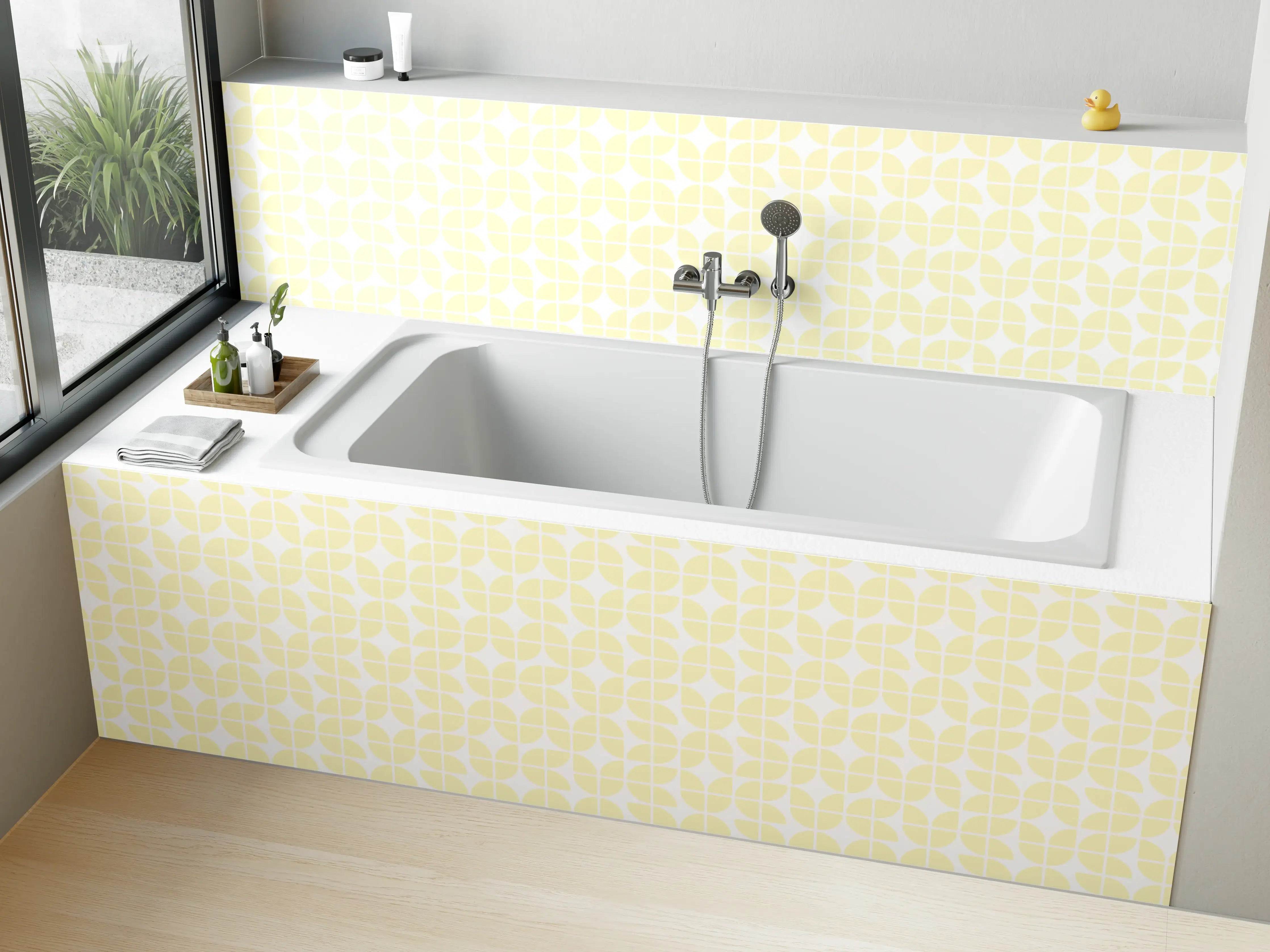 Badewannen-Rückwand - Helles, sanftes floral inspiriertes Muster