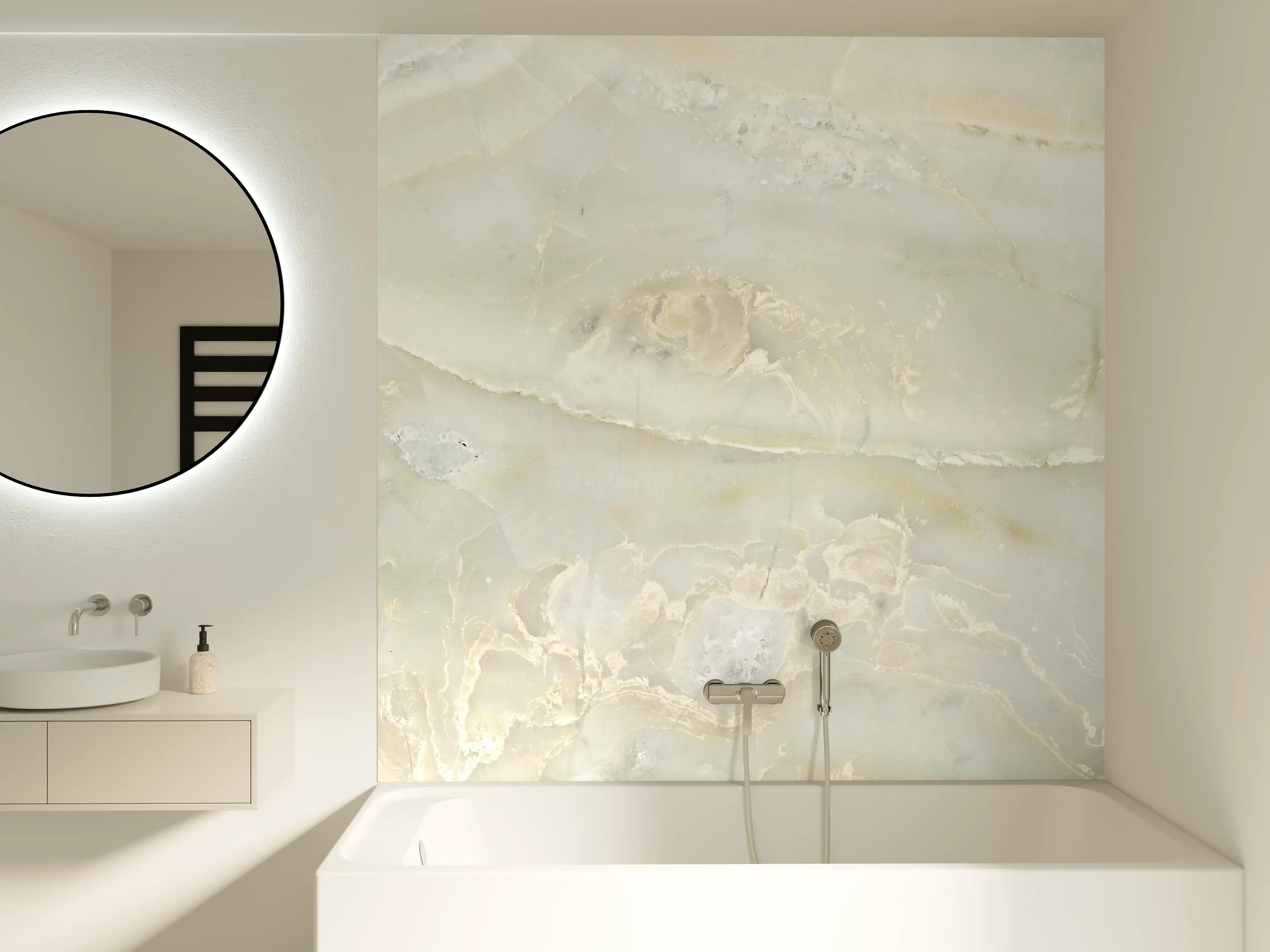 Badewannen-Rückwand - Hellgrüner Marmor