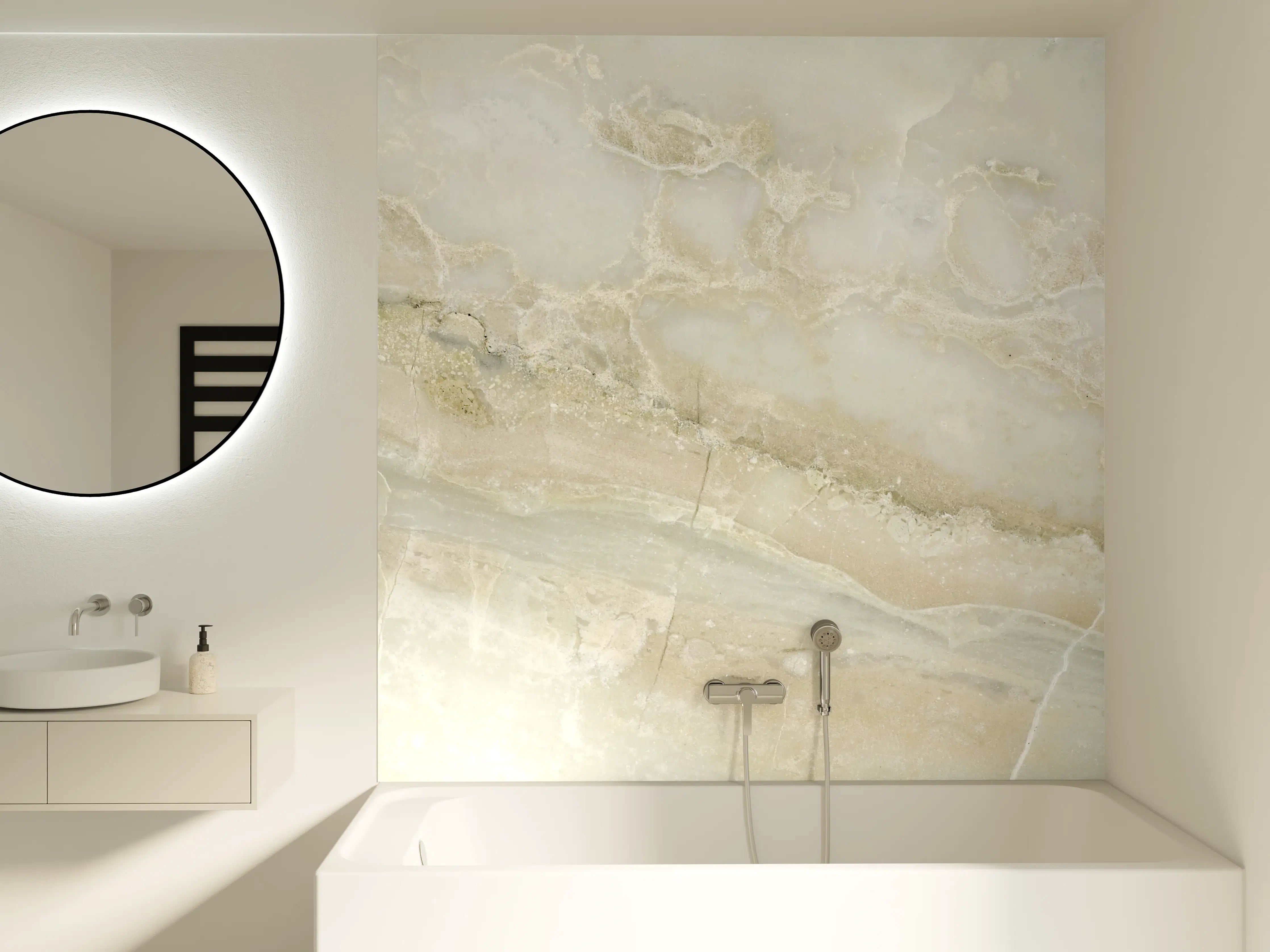 Badewannen-Rückwand - Hellweißer Marmor