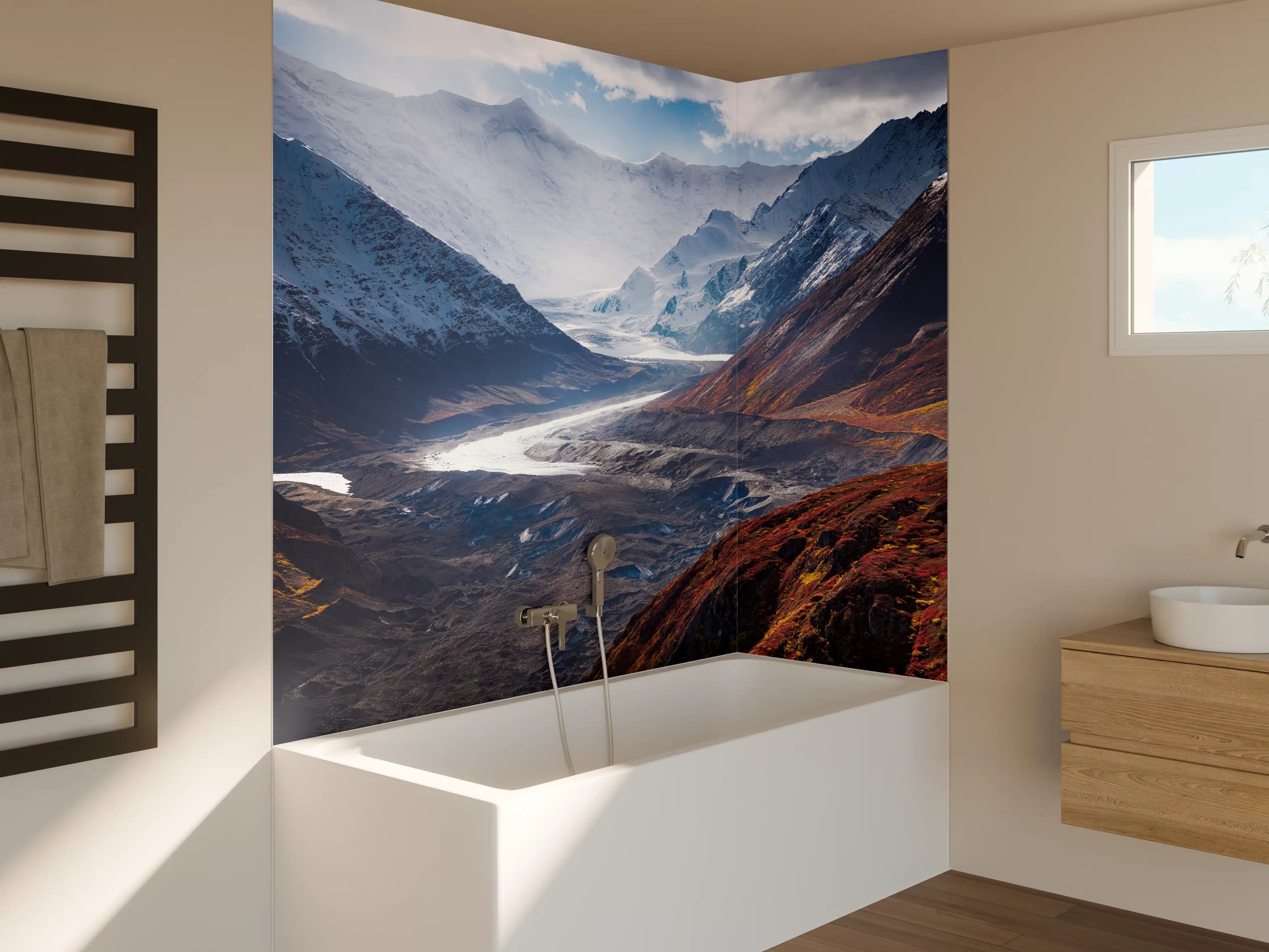 Badewannen-Rückwand - Herbst-Winter in Alaskas Bergen