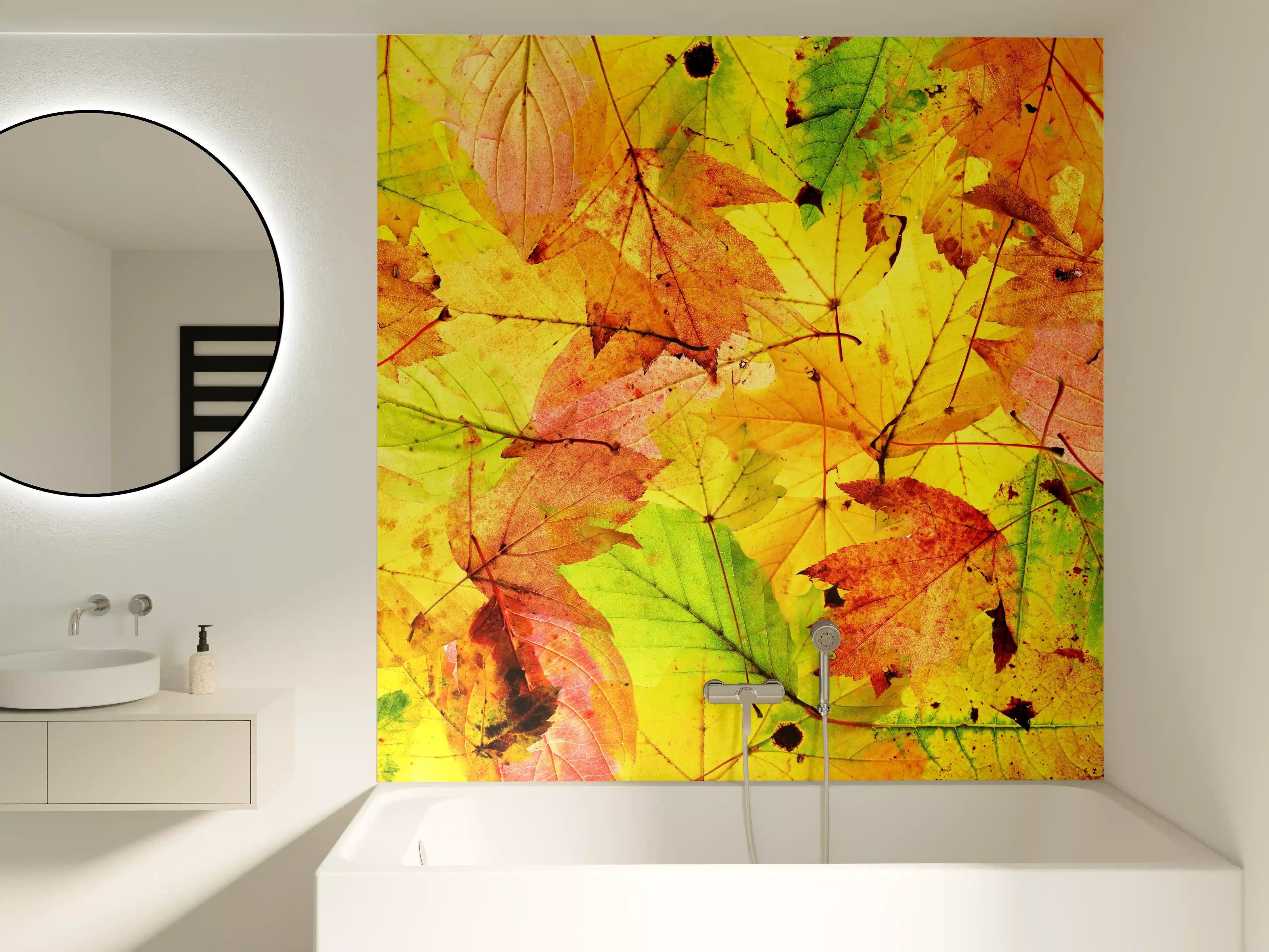 Badewannen-Rückwand - Herbstblätter Hintergrund