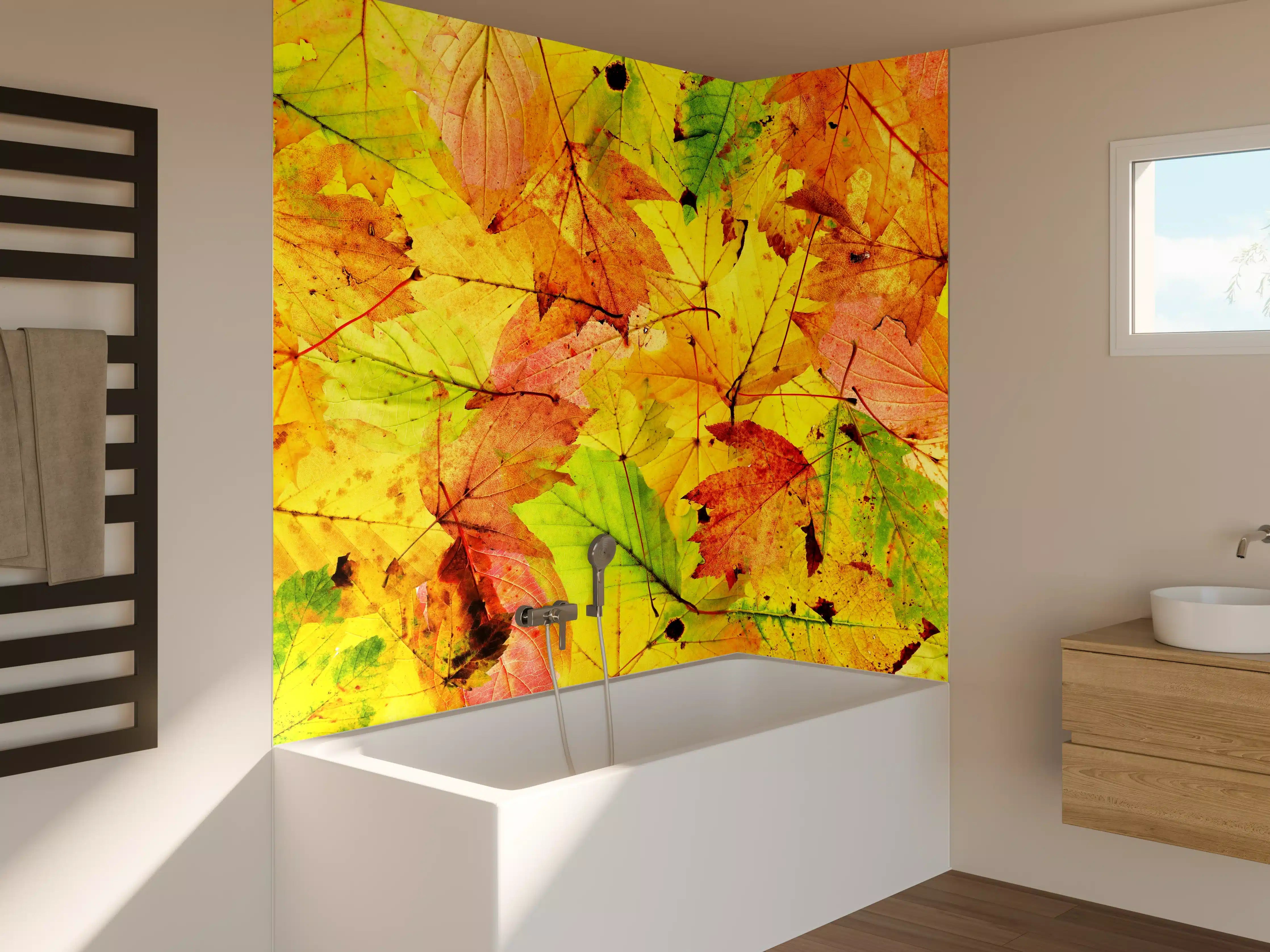 Badewannen-Rückwand - Herbstblätter Hintergrund
