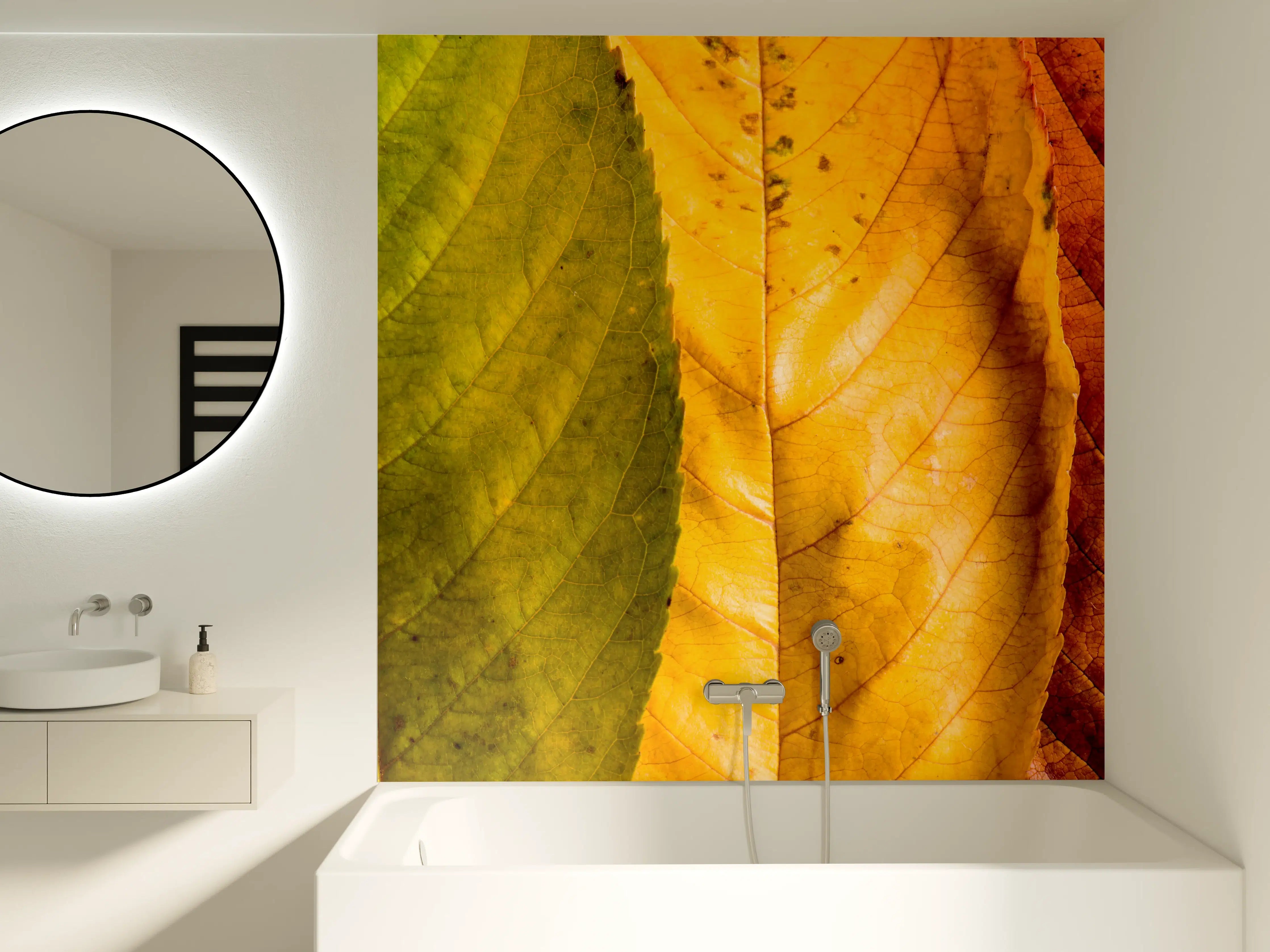 Badewannen-Rückwand - Herbstlaub Komposition