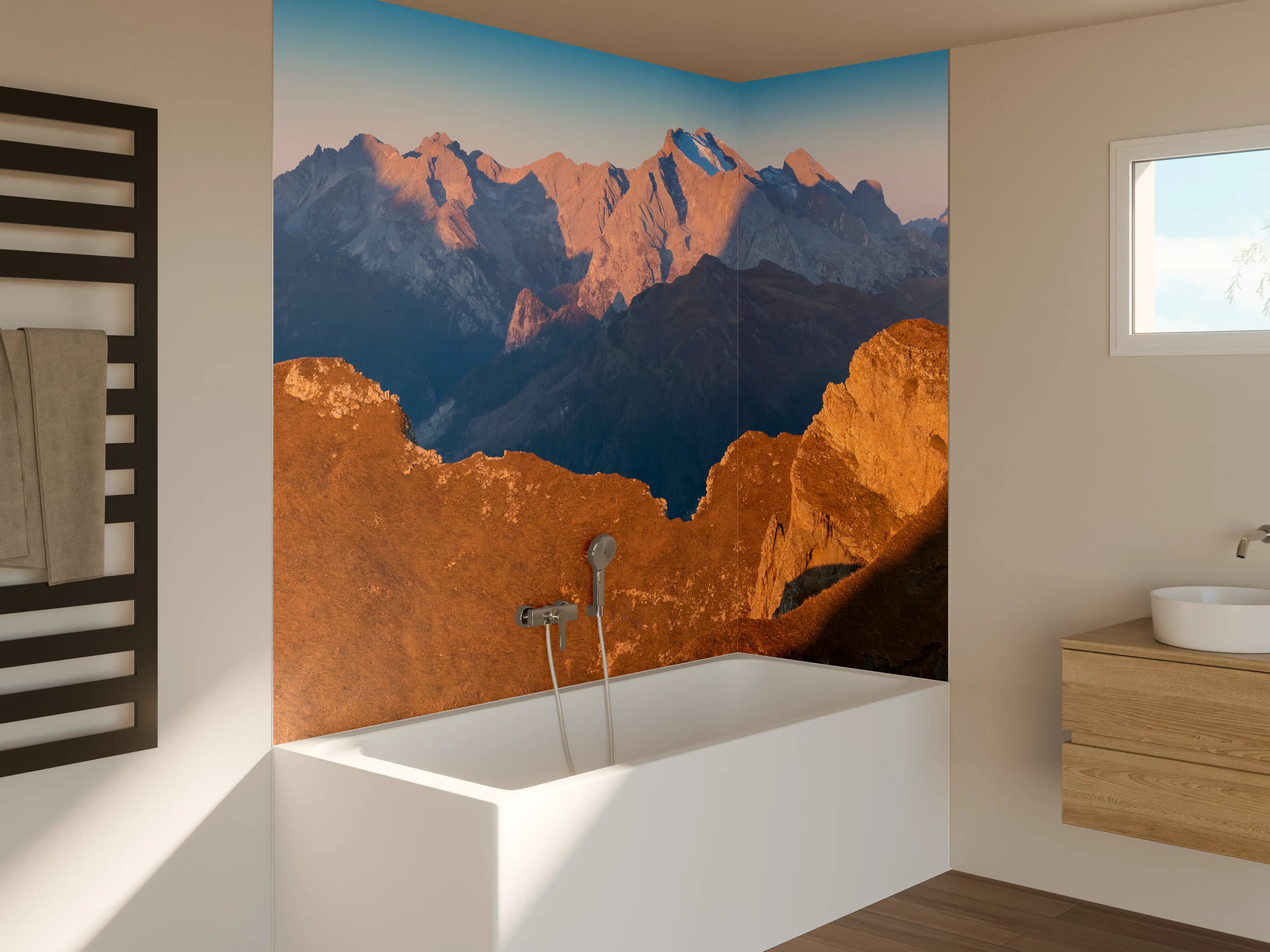 Badewannen-Rückwand - Herbstlicher Blick auf das Tal des Passo Giau - Italien