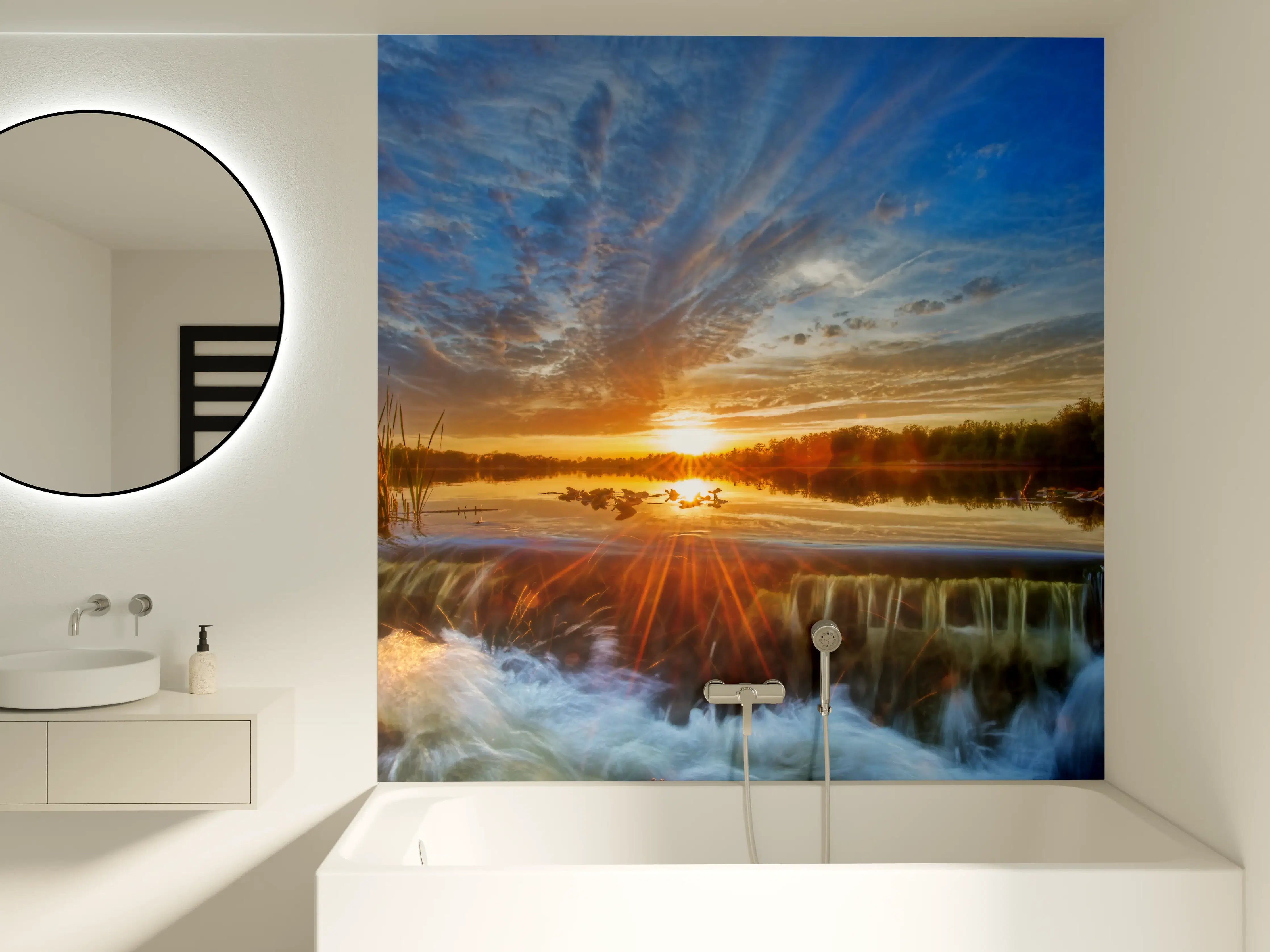 Badewannen-Rückwand - Herbstlicher Sonnenuntergang
