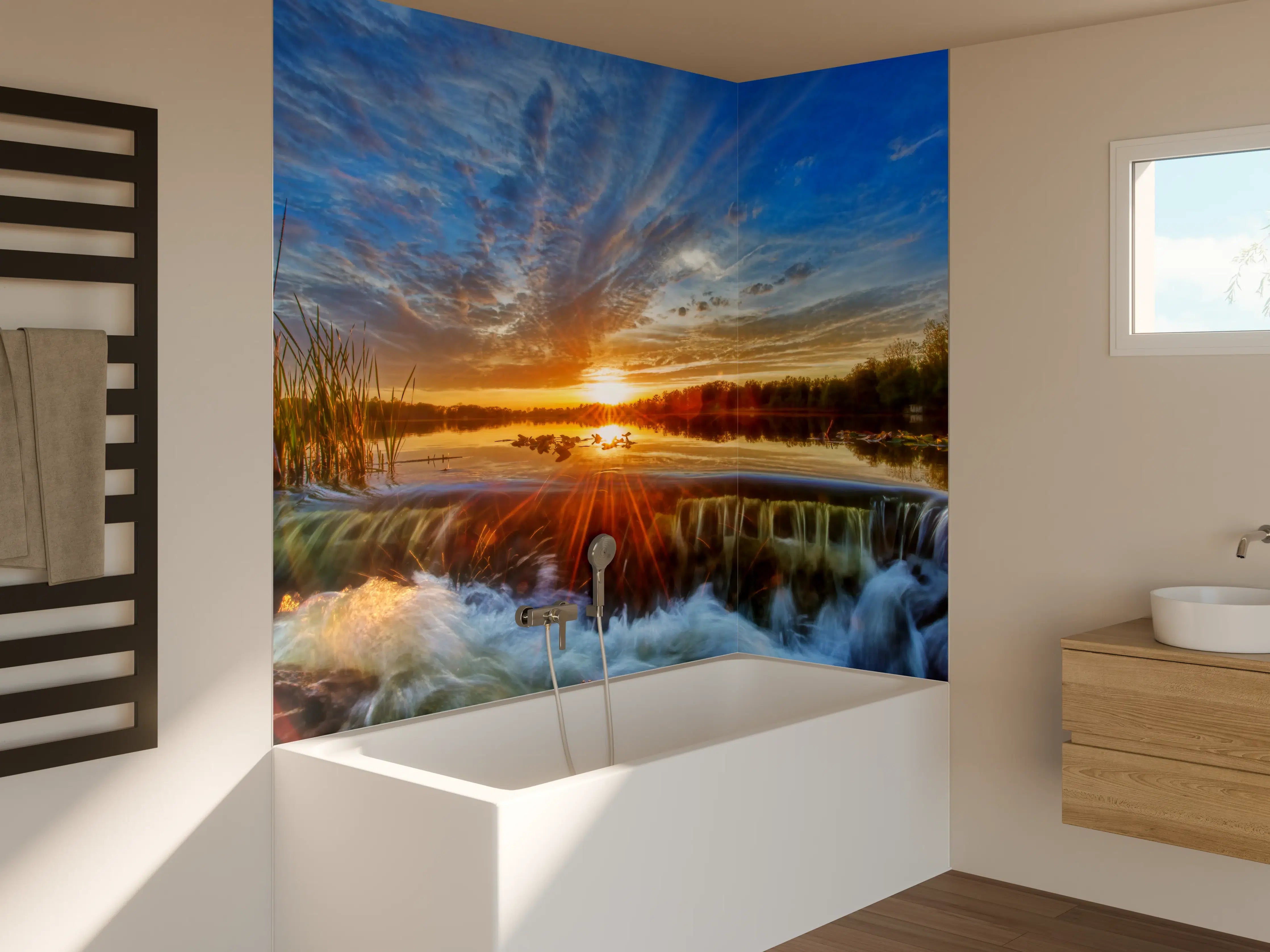 Badewannen-Rückwand - Herbstlicher Sonnenuntergang