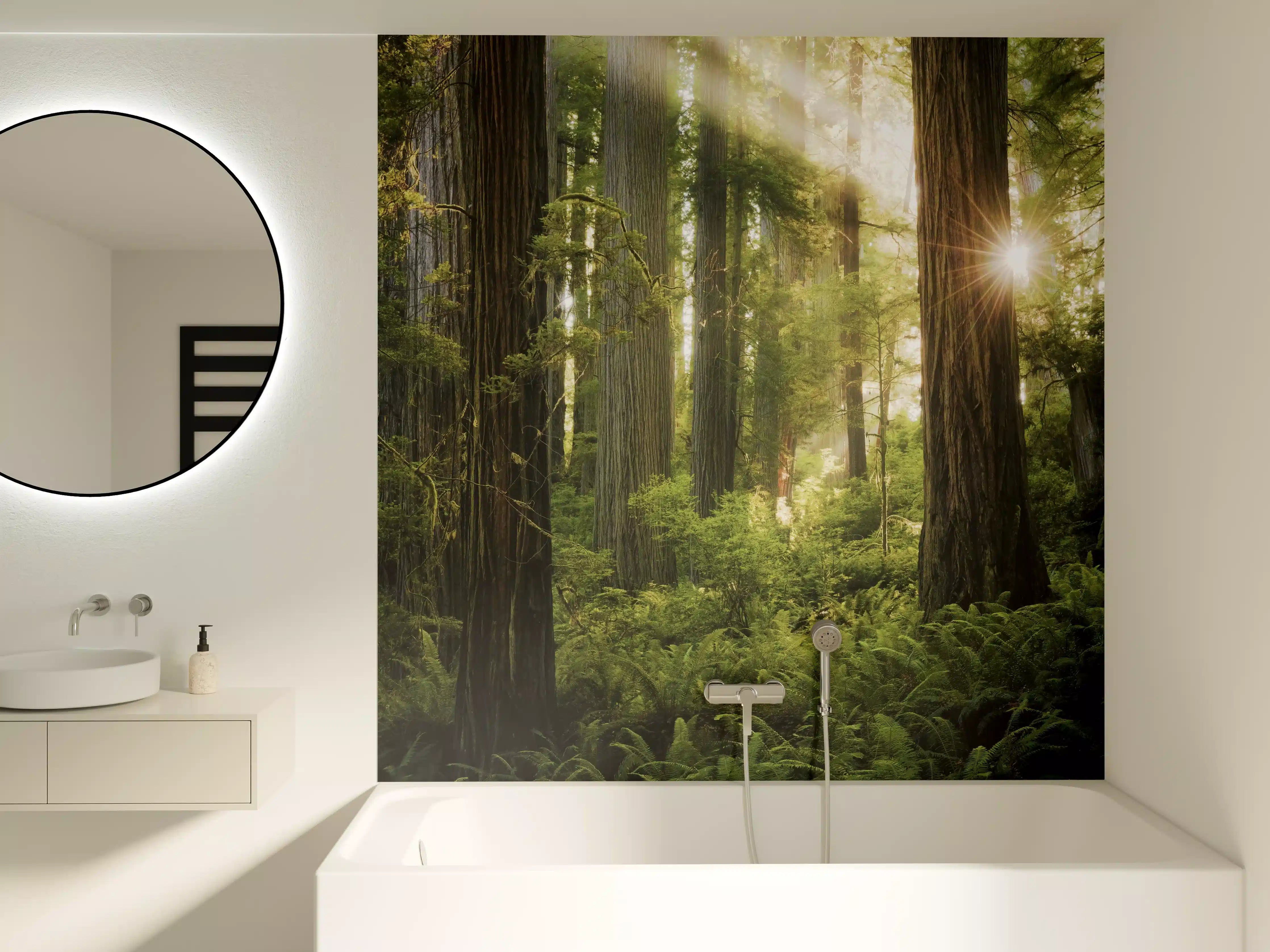 Badewannen-Rückwand - Herbstwald Lichtspiel