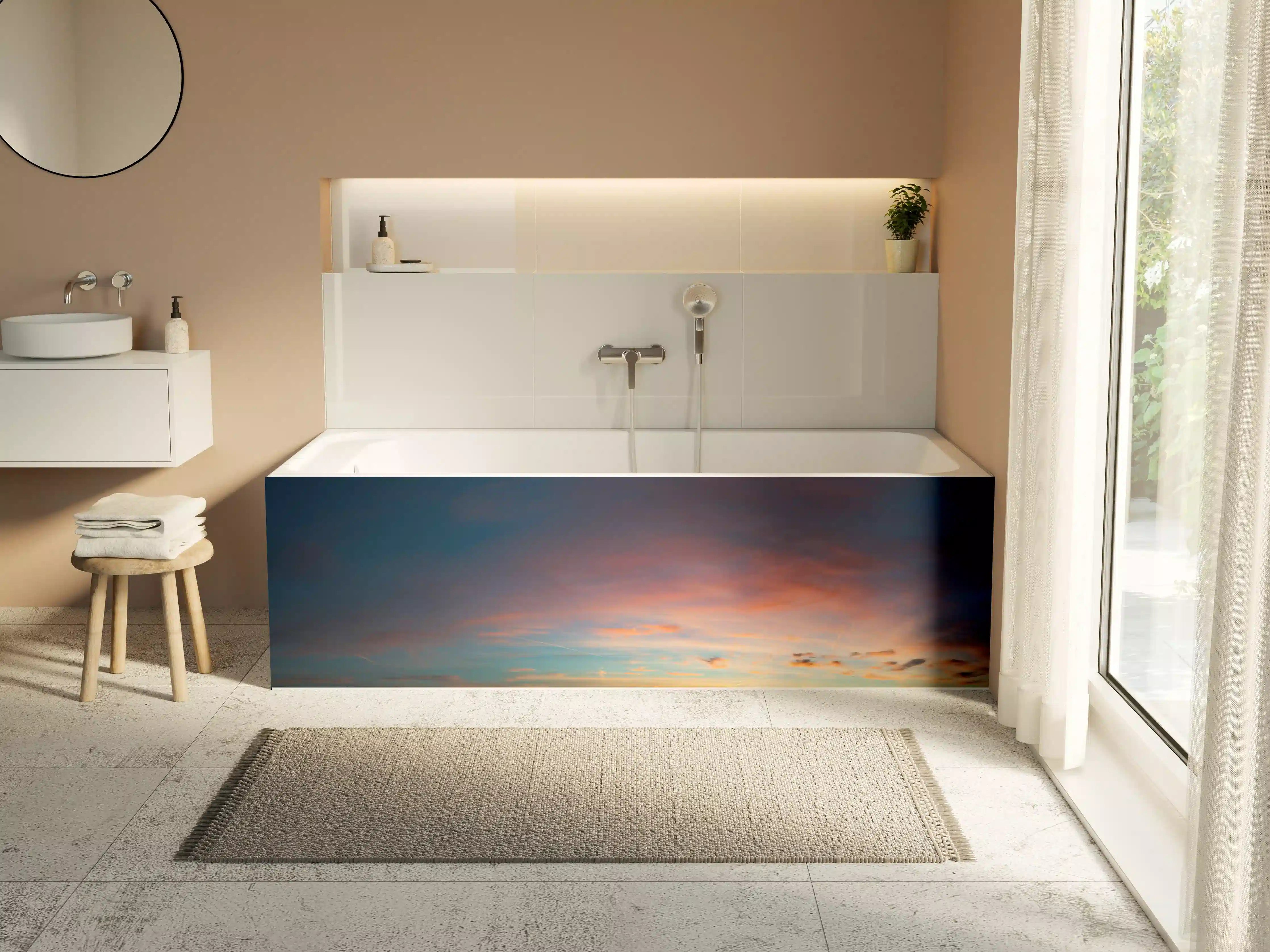 Badewannen-Rückwand - Himmelspanorama bei Sonnenuntergang