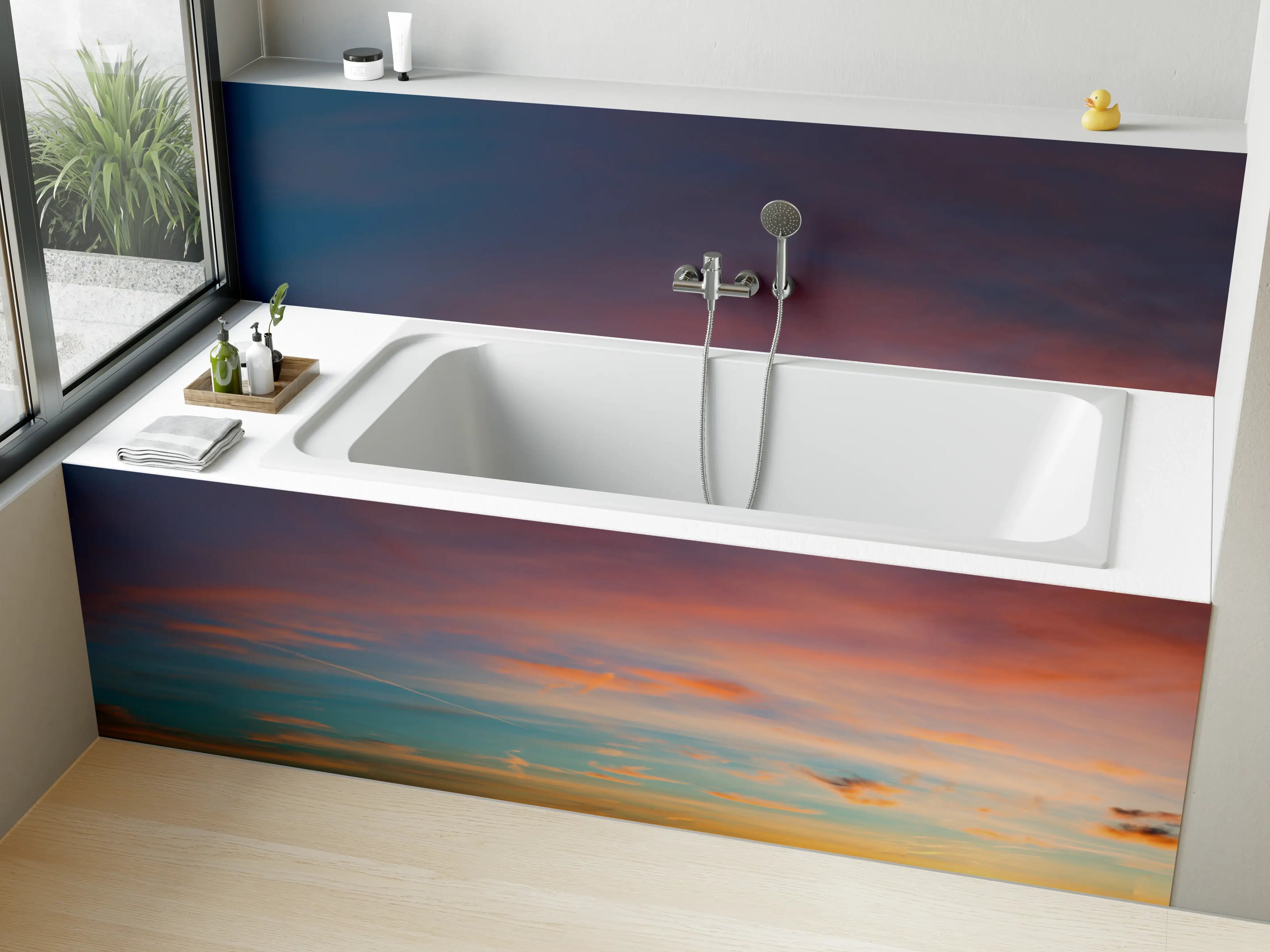 Badewannen-Rückwand - Himmelspanorama bei Sonnenuntergang