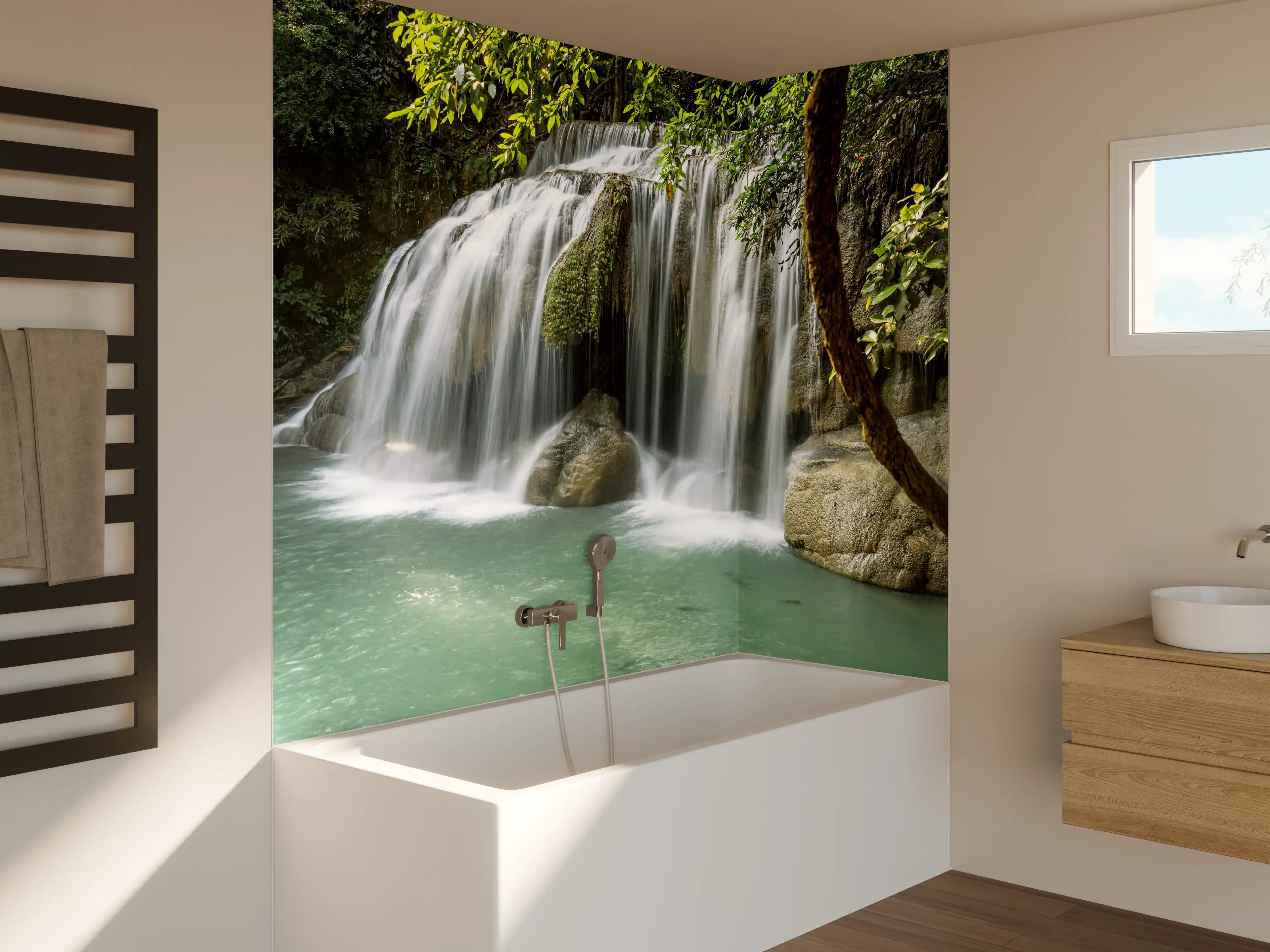 Badewannen-Rückwand - Himmlischer Erawan-Wasserfall - Thailand