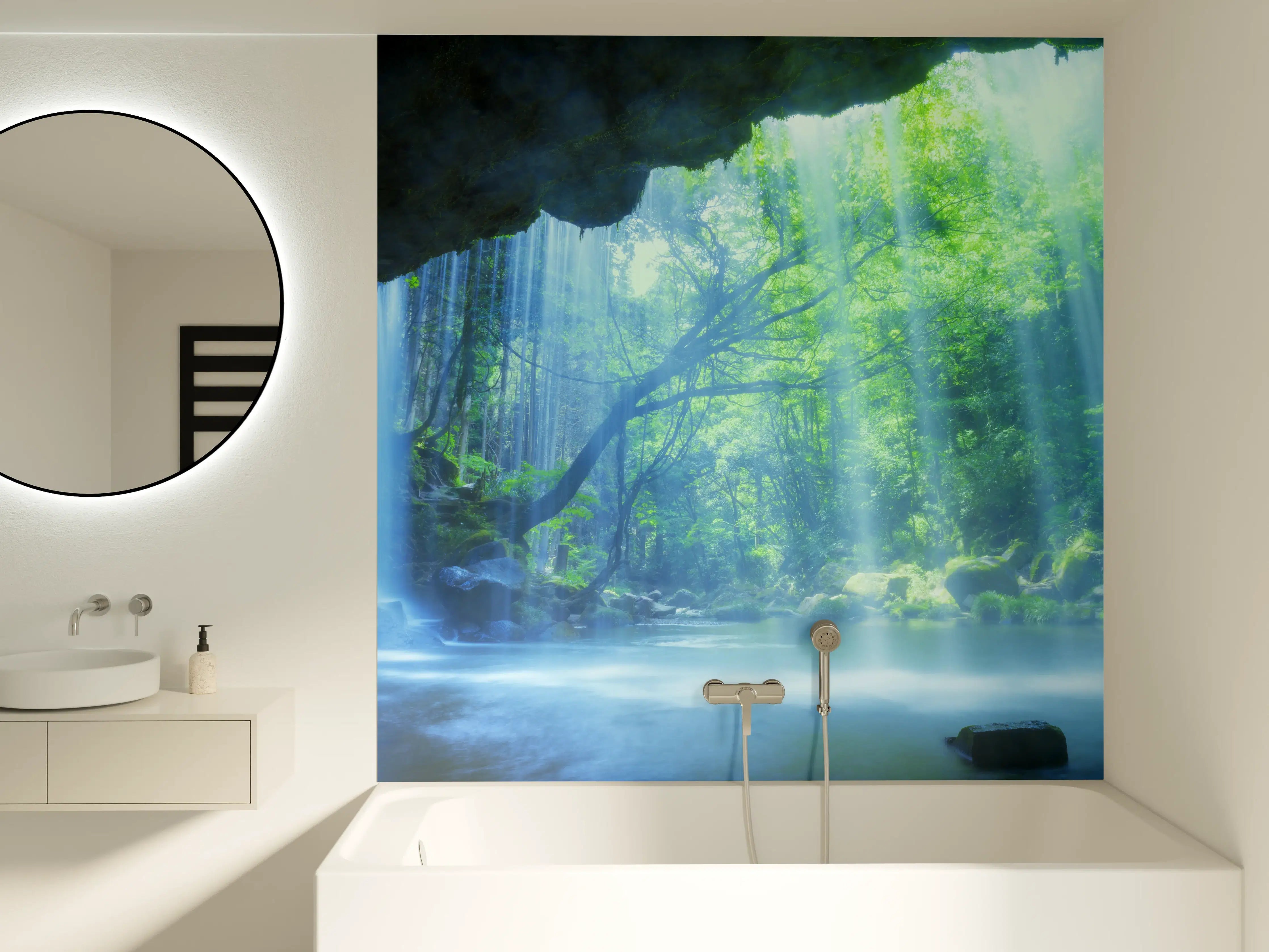 Badewannen-Rückwand - Hinter Nabigataki-Wasserfall Ansicht