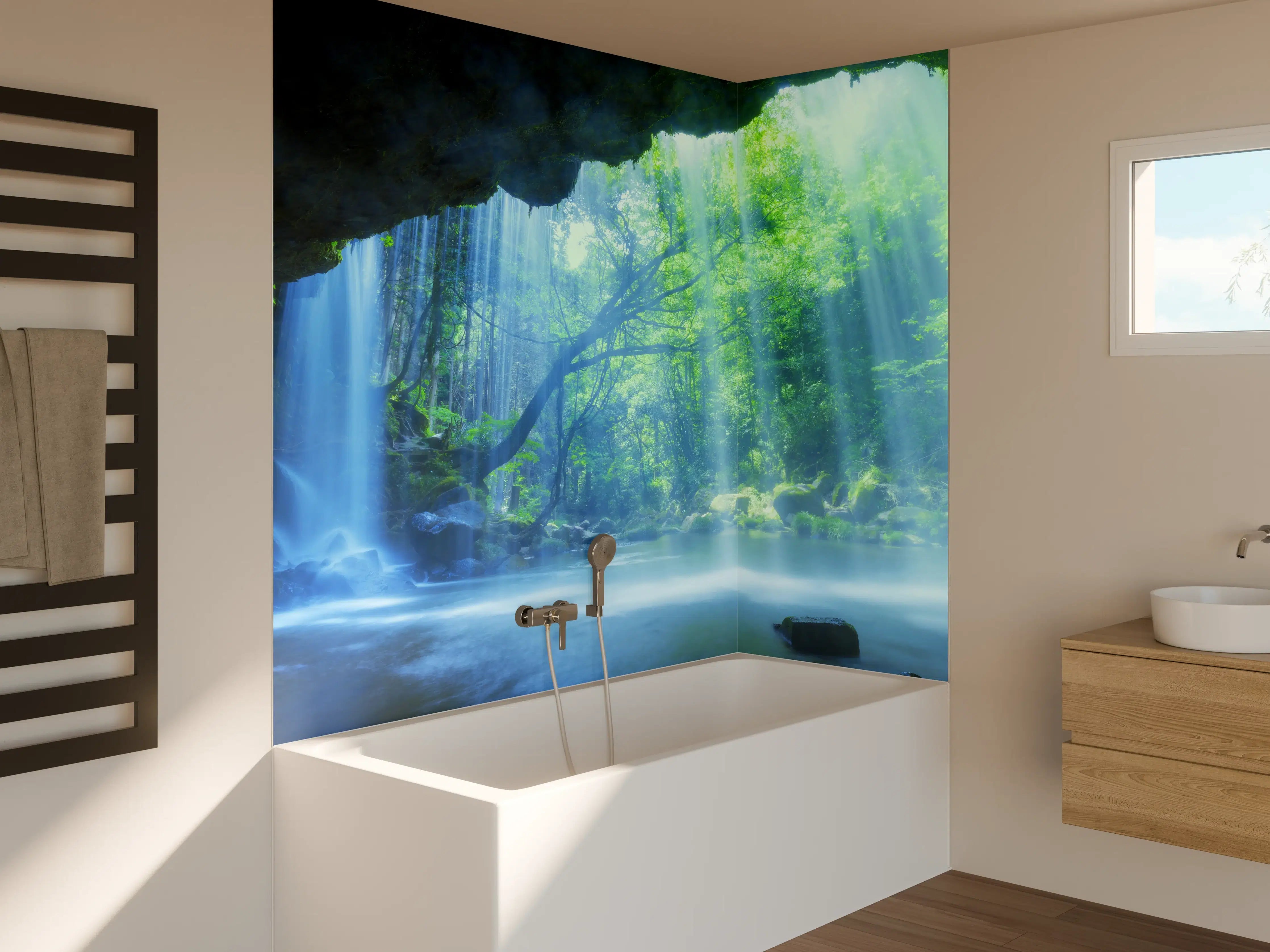 Badewannen-Rückwand - Hinter Nabigataki-Wasserfall Ansicht