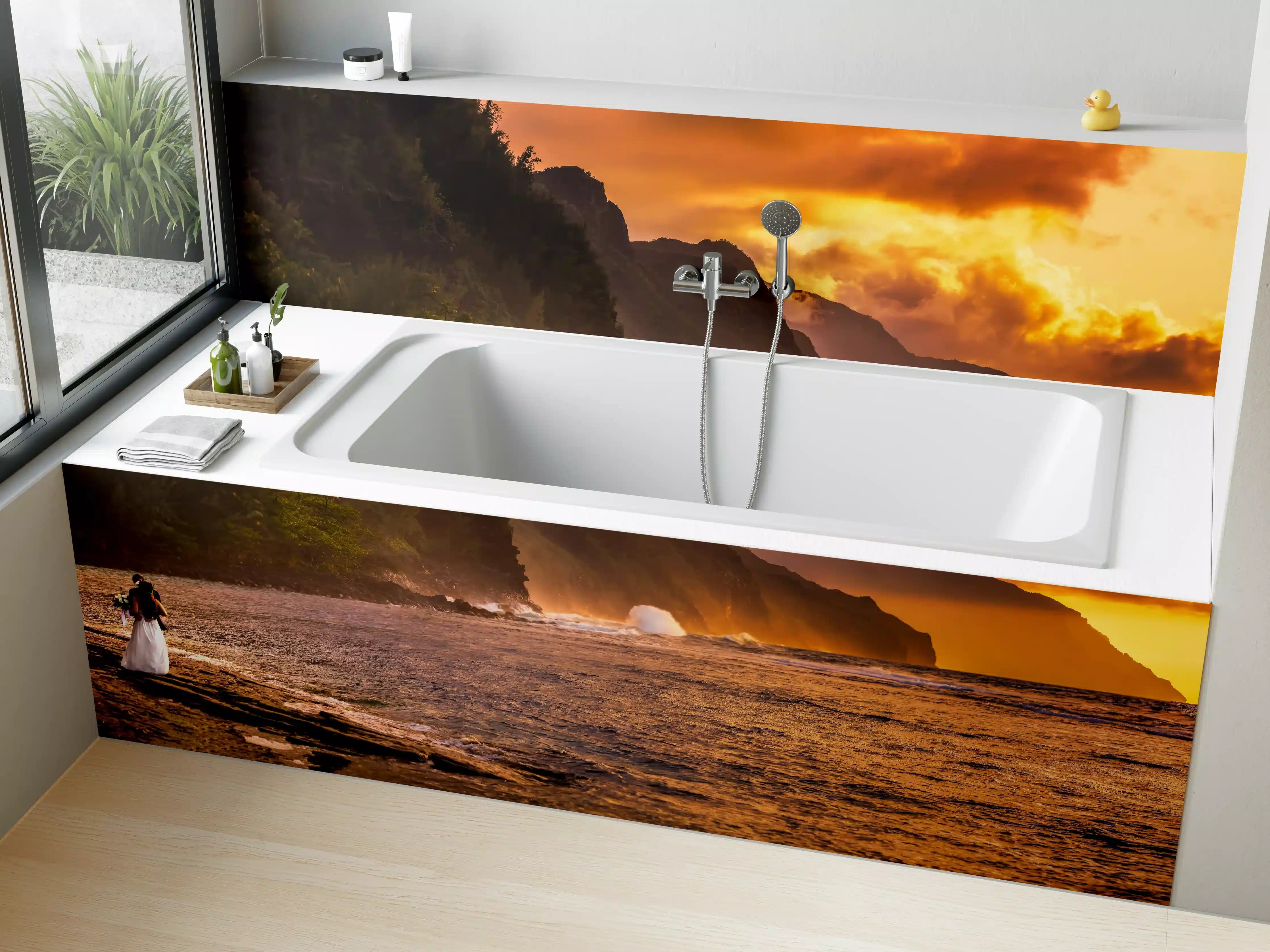 Badewannen-Rückwand - Hochzeitspaar auf Hawaii
