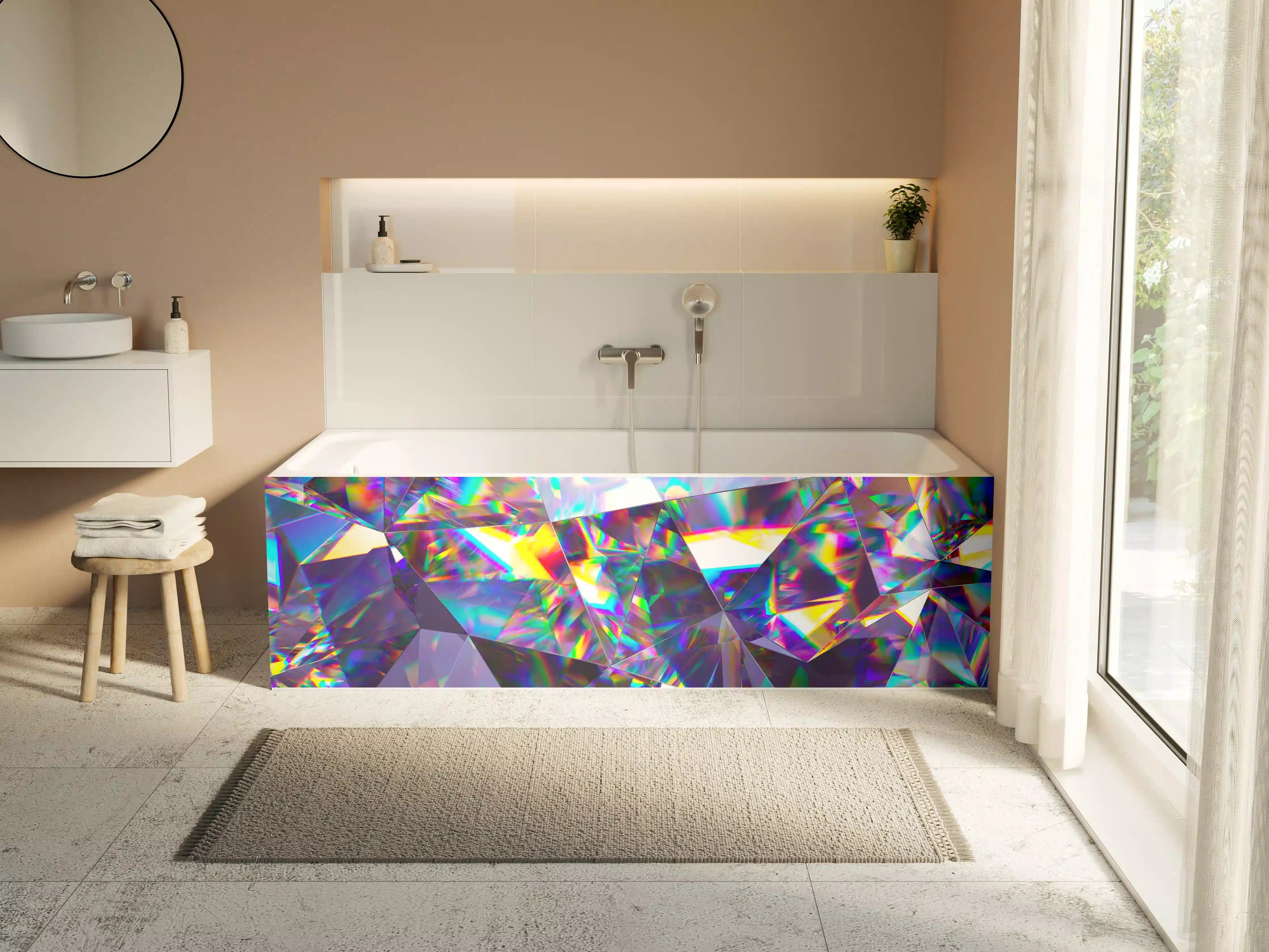 Badewannen-Rückwand - Holografisches Prisma in Regenbogenfarben