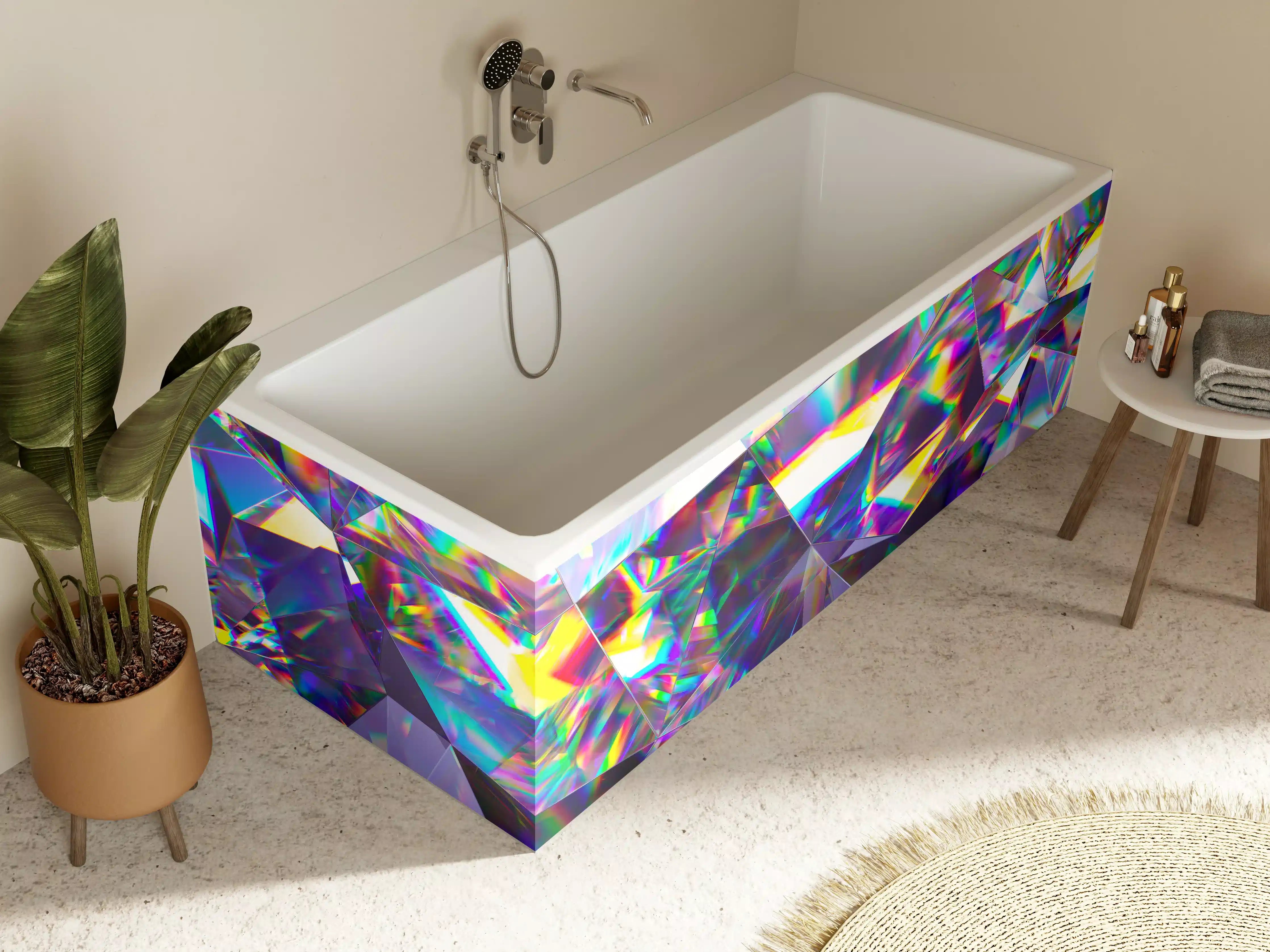 Badewannen-Rückwand - Holografisches Prisma in Regenbogenfarben
