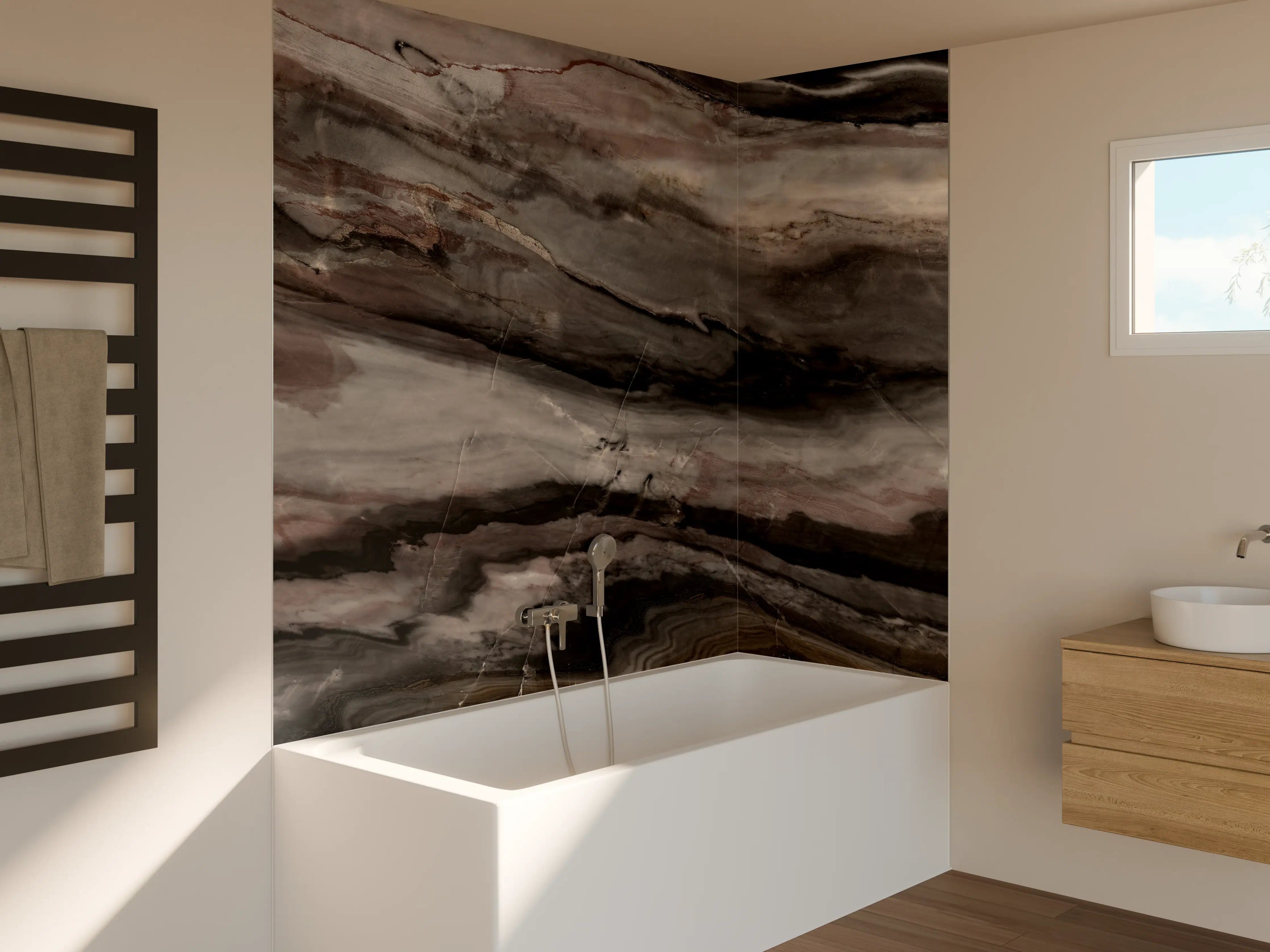 Badewannen-Rückwand - Holz-Marmor Textur