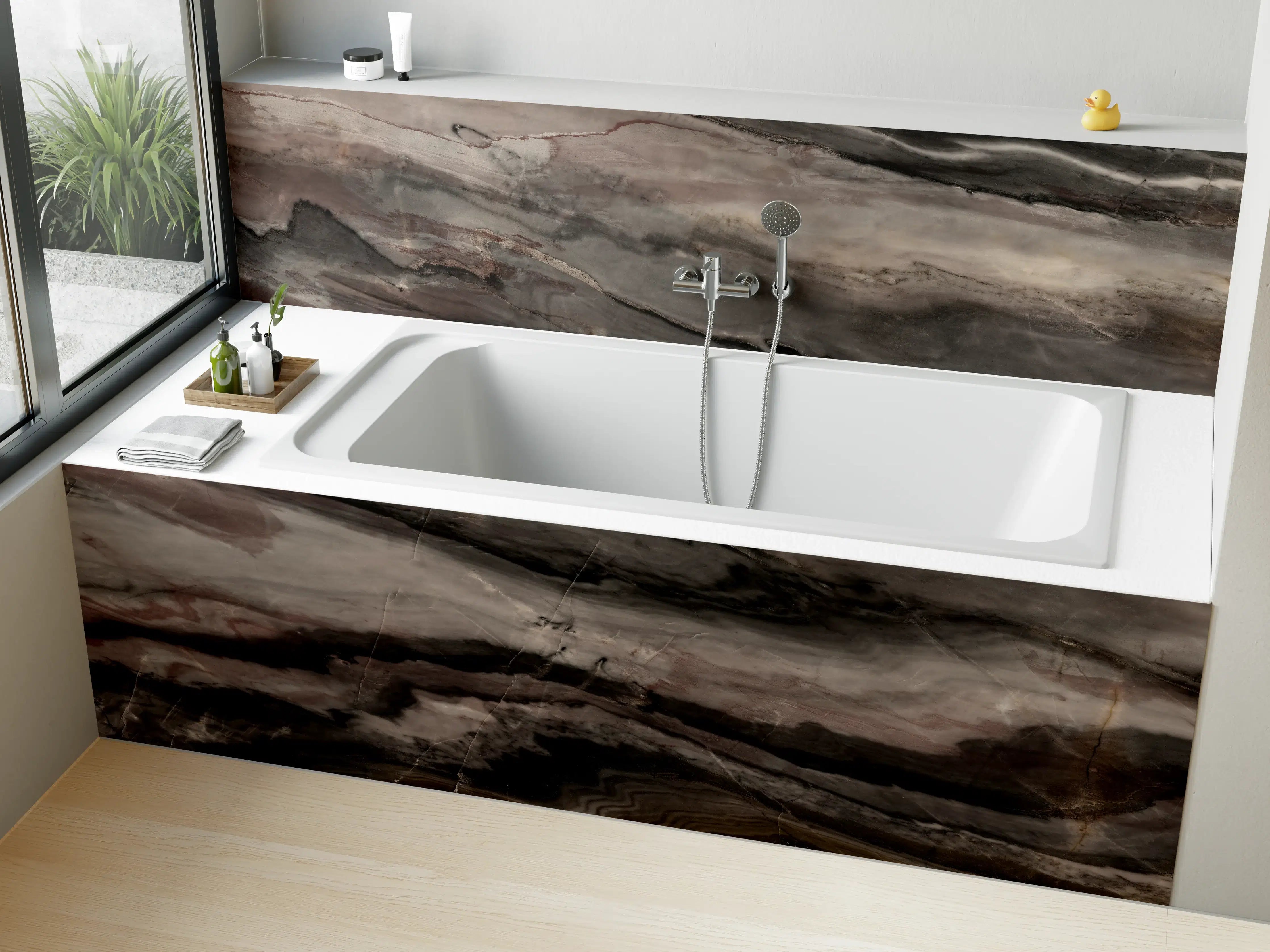 Badewannen-Rückwand - Holz-Marmor Textur