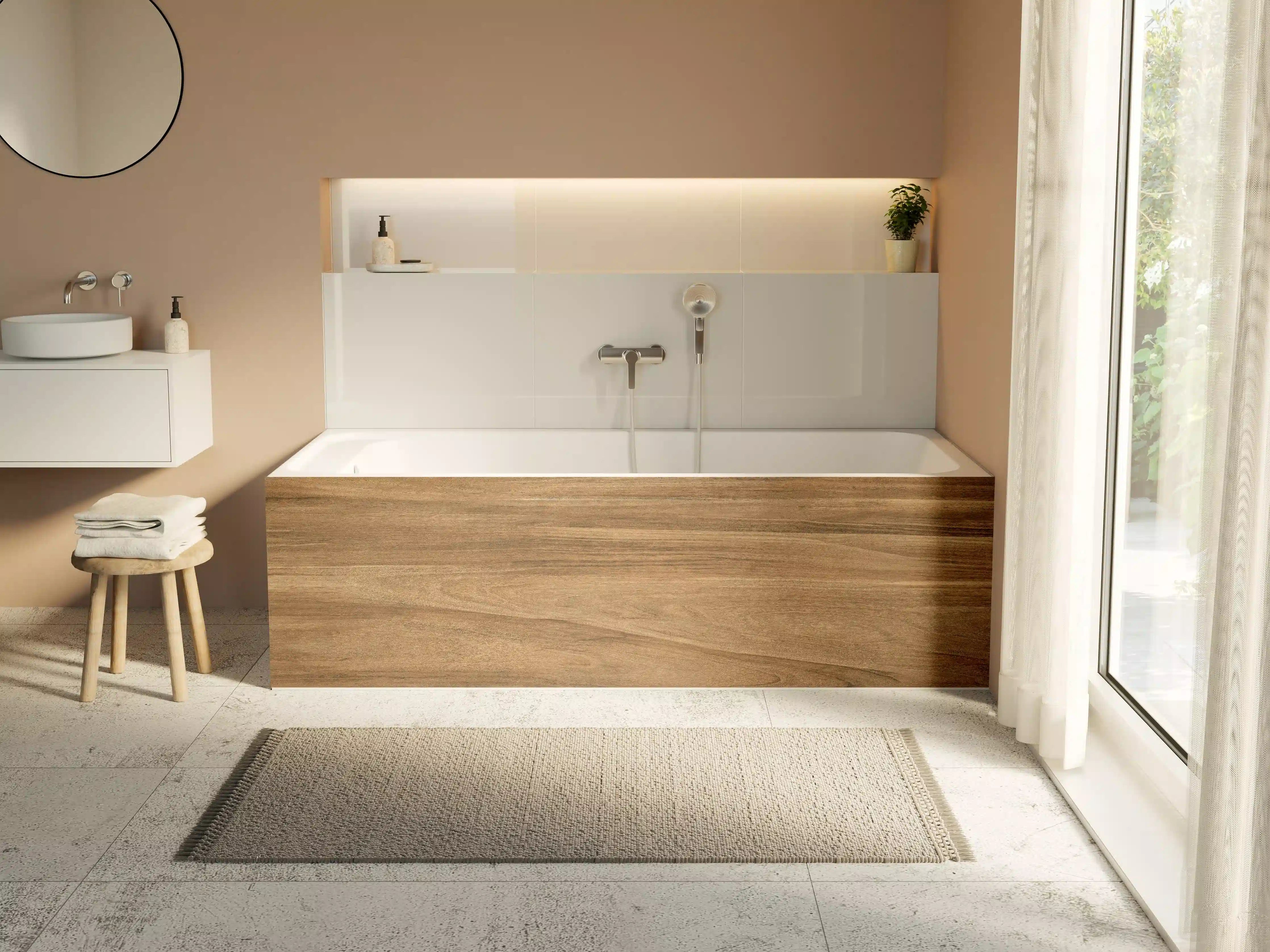 Badewannen-Rückwand - Holz-Natur Muster